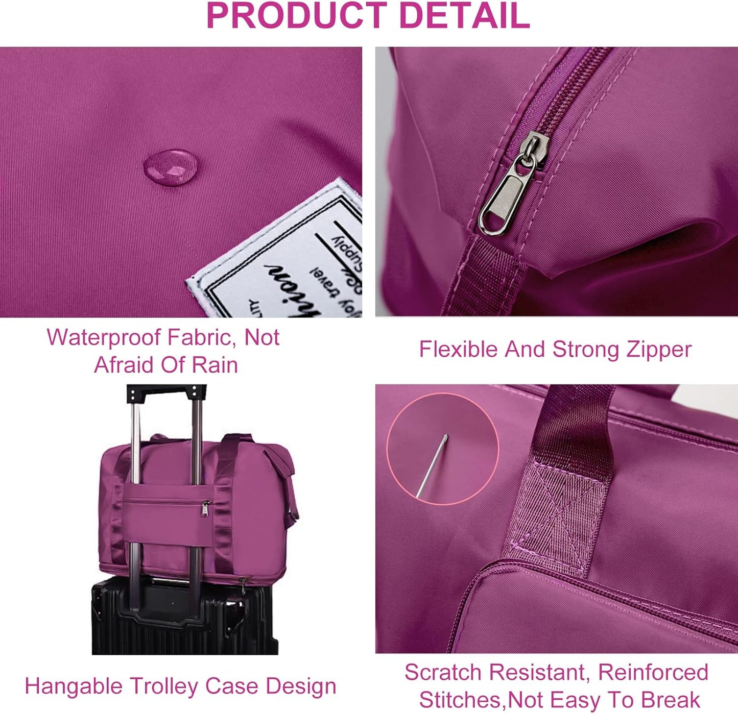 Large Capacity Folding Travel Tote Bag, Oxford Fabric Waterproof Lightweight Foldable Travel Duffel Bag, Portable Expandable Travel Bag, Dry and Wet Separation Carry On Bag for Airplanes