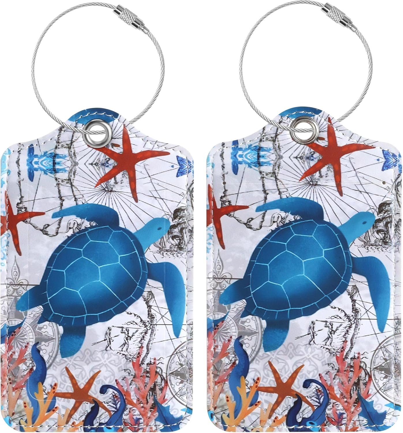 Luggage Tags for Suitcases, 2 Pack Cute PU Leather Luggage Tag TSA Approved with Stainless Steel Loop and Address Card Baggage Tag for Travel&Hotel Stays&Cruise Ships&Shipping and Mailing
