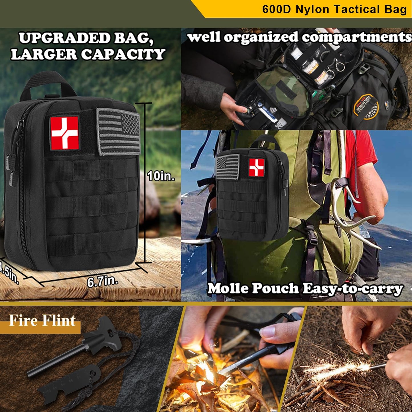 Abpir318 PCS Emergency Survival Kit, Survival Gear and Equipment First Aid Kit Med Supplies for
