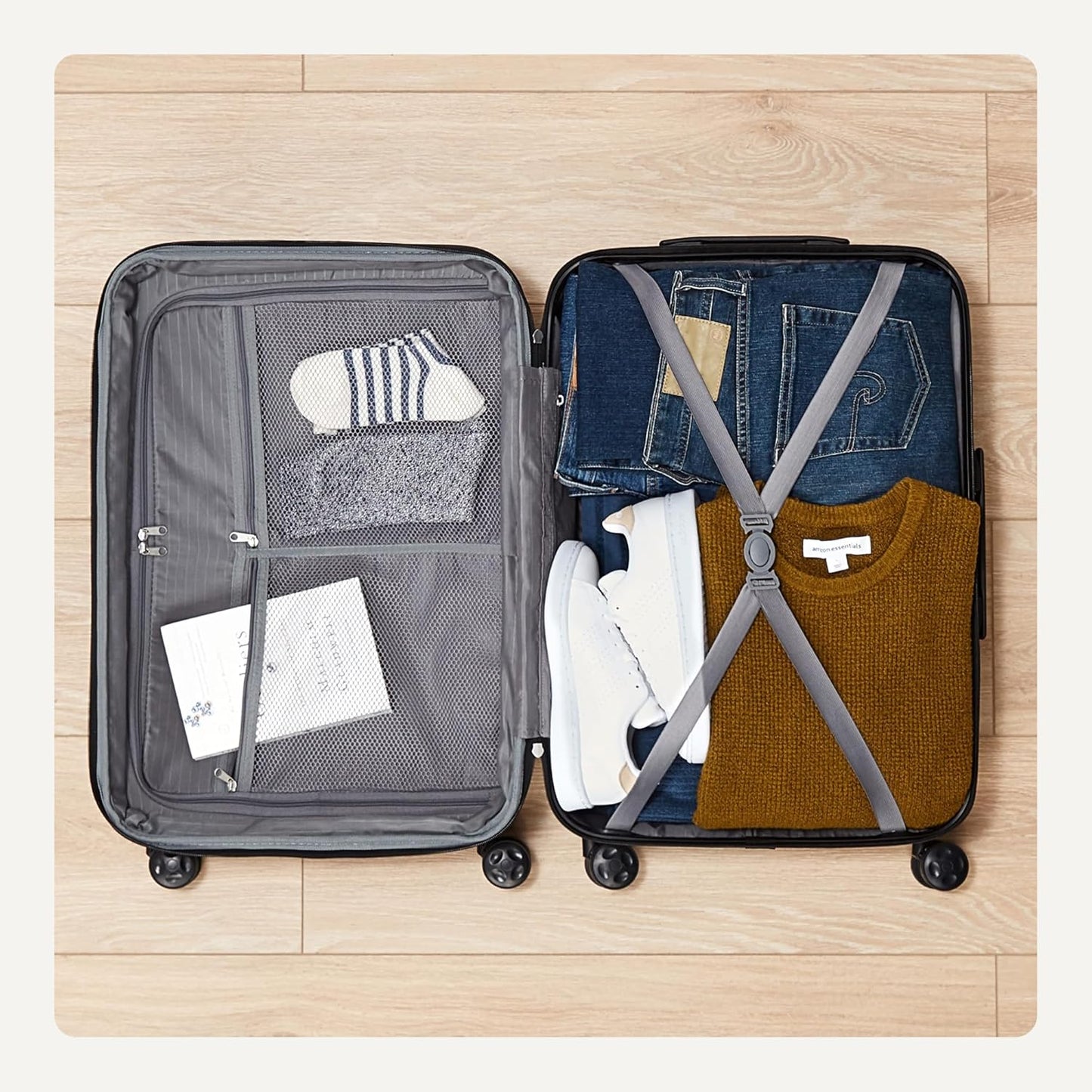 Amazon Basics 21" Hardside Carry-On Luggage, Hardshell Suitcase With Wheels, Expandable For Up to