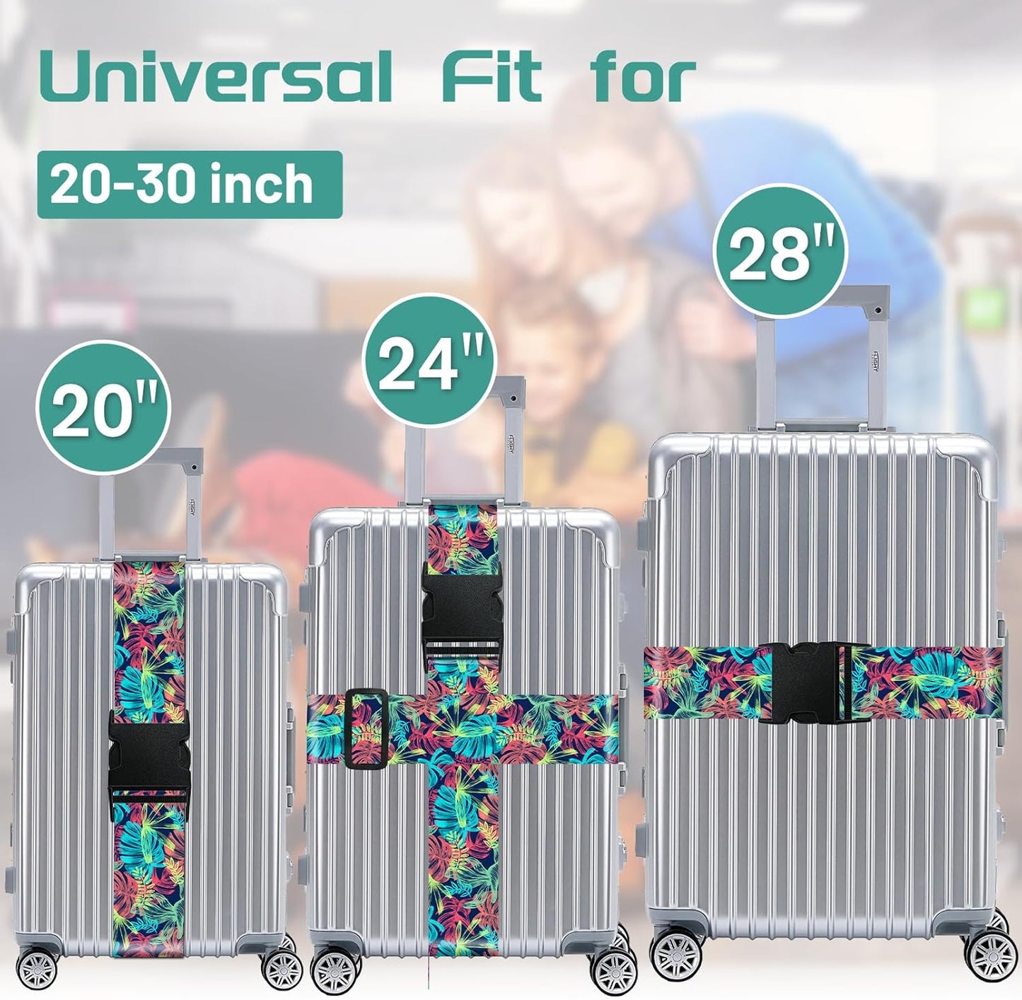 Slohif Luggage Straps for Suitcases Travel Belt Accessories Luggage Connector Identifiers 2 Pack Over Handle with Buckle Unique Nylon Adjustable Strap for Sleeping Bag Car Seat Colored Leaf