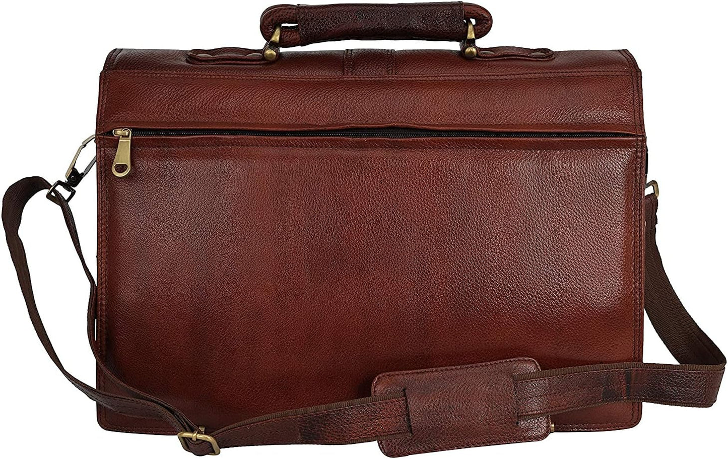 DA LV Full Grain Leather Laptop Briefcases Men Top Choice Gifts Laptop Bag Office Work 16'' Vintage Handmade Brass Hardware