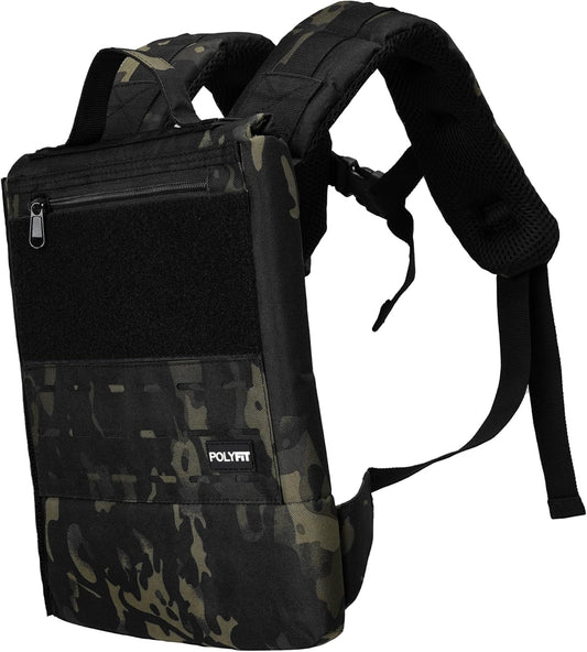 Polyfit Rucking Backpack 2.0 - Weighted Ruck Pack for Weight Plates - Patent Pending Side-Loading Rucksack for Walking, Running, Rucking, Strength and Endurance Training - Black Camo