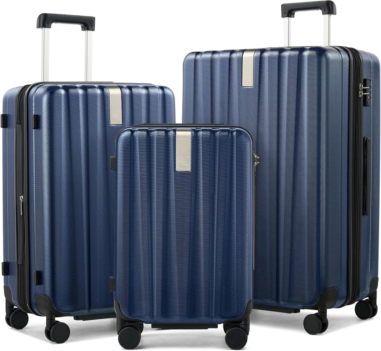 Hanke Expandable Hardshell Luggage Sets 3 Piece Extra Large Suitcases with Lock,28 Inch Luggage with Spinner Wheels, PC Travel Suitcase for Women Men 20 24 29Inch,Dark Blue