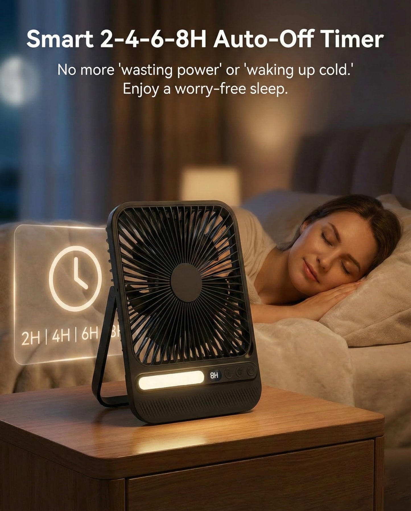 BIVBTP 8000mAh Portable Travel Fan,7in 28hrs Ultra-Thin Desk Fan
