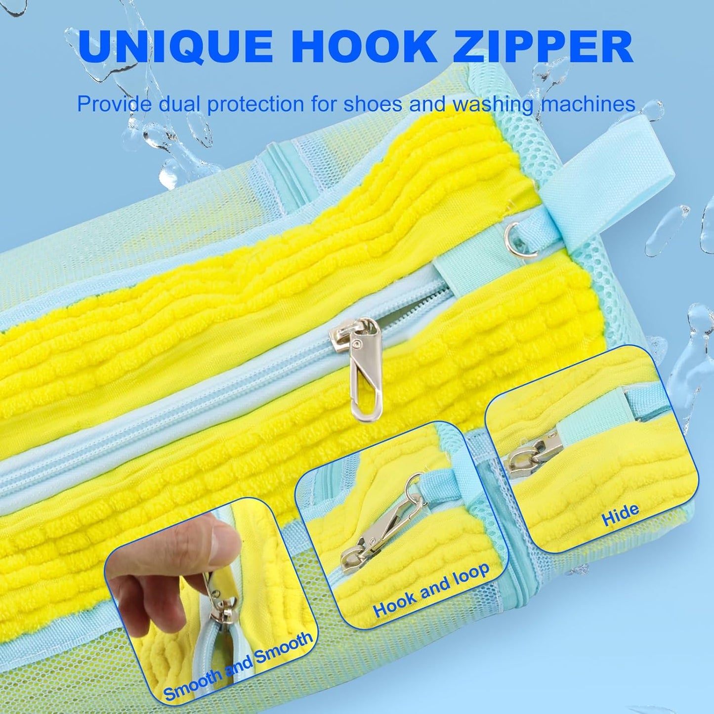 Shoe Washing Bags for Washing Machine – Durable Shoe Washing Machine Bags for All Shoe Types Sizes (Large Yellow 2PCS）