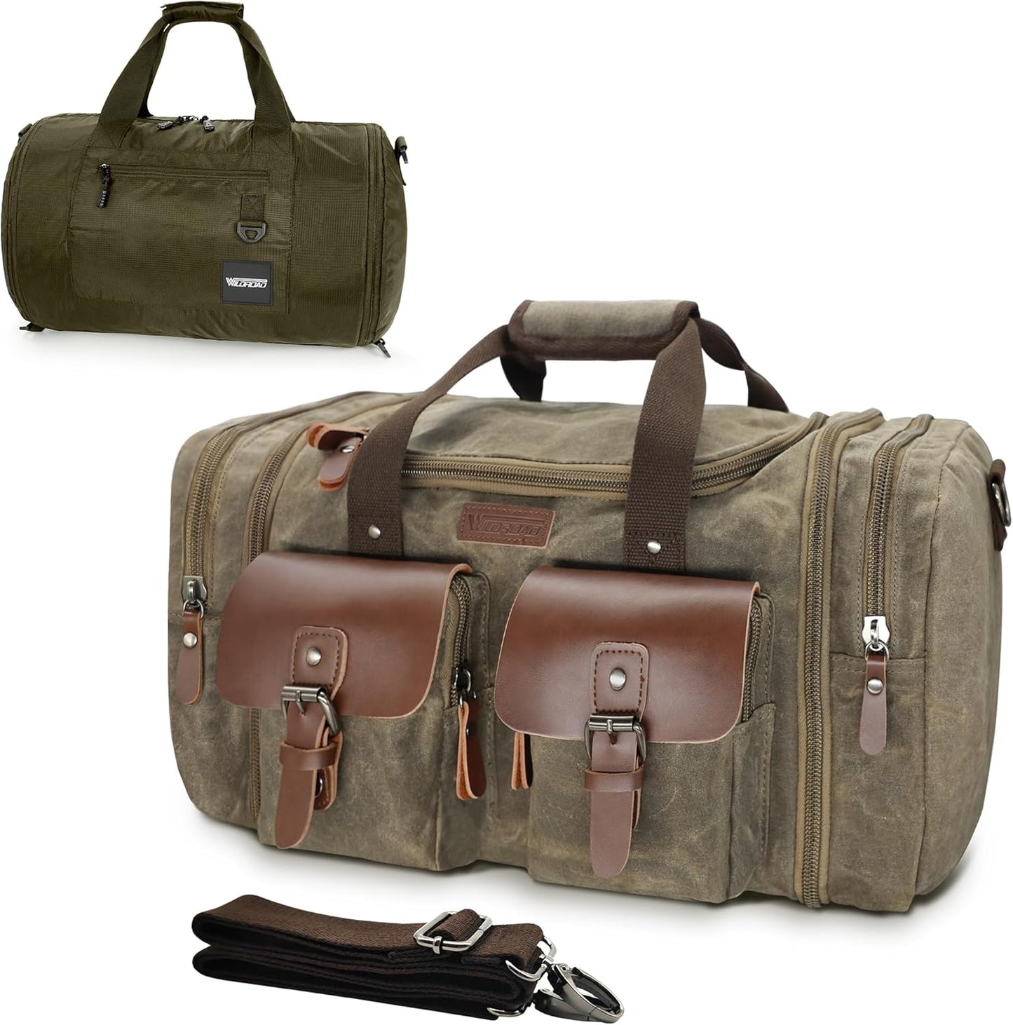Wildroad Travel Bags for Men, Gym Bag & Duffle Bag for Travel, Carry on Duffel Bag 3 IN 1 Expandable Overnight Weekender Bag (Vintage Grey, Large-50L+ Gym Bag)