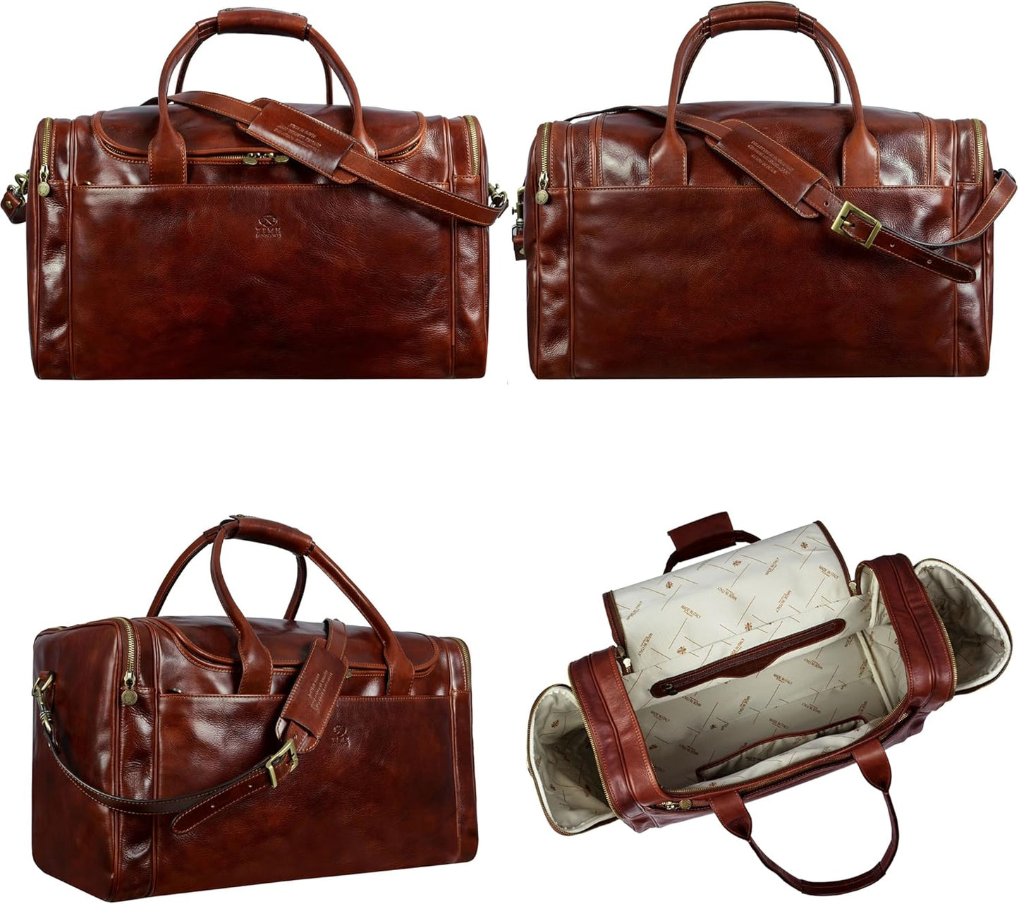 Leather Duffel Bag Weekend Bag Gym Large Travel Bag - Time Resistance