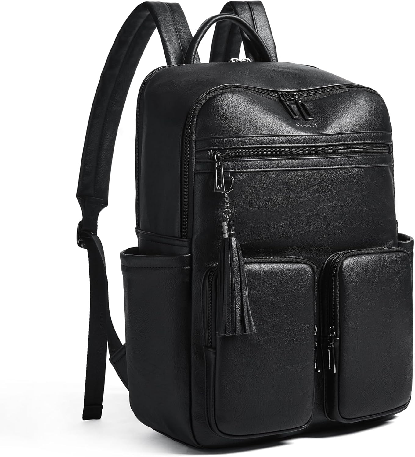 Shrrie Laptop Backpack for Women 16 Inch,Vegan Leather Travel Backpack Purse Work Business Computer Backpacks Teacher Nurse College Laptop Bookbag Casual Daypack,Two-toned Black