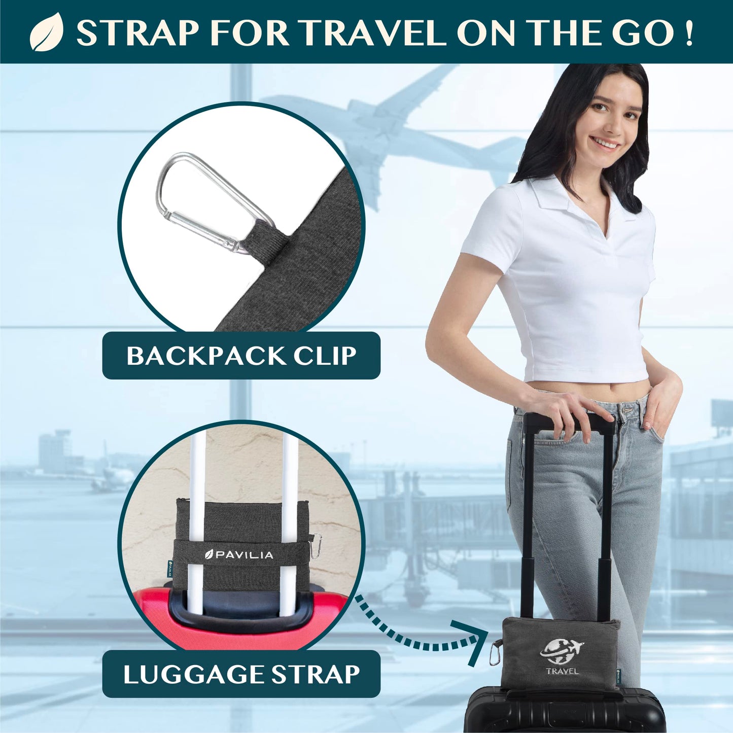 PAVILIA Travel Blanket Airplane Compact with Bag, Small Travel Pillow Blanket for Long Flights