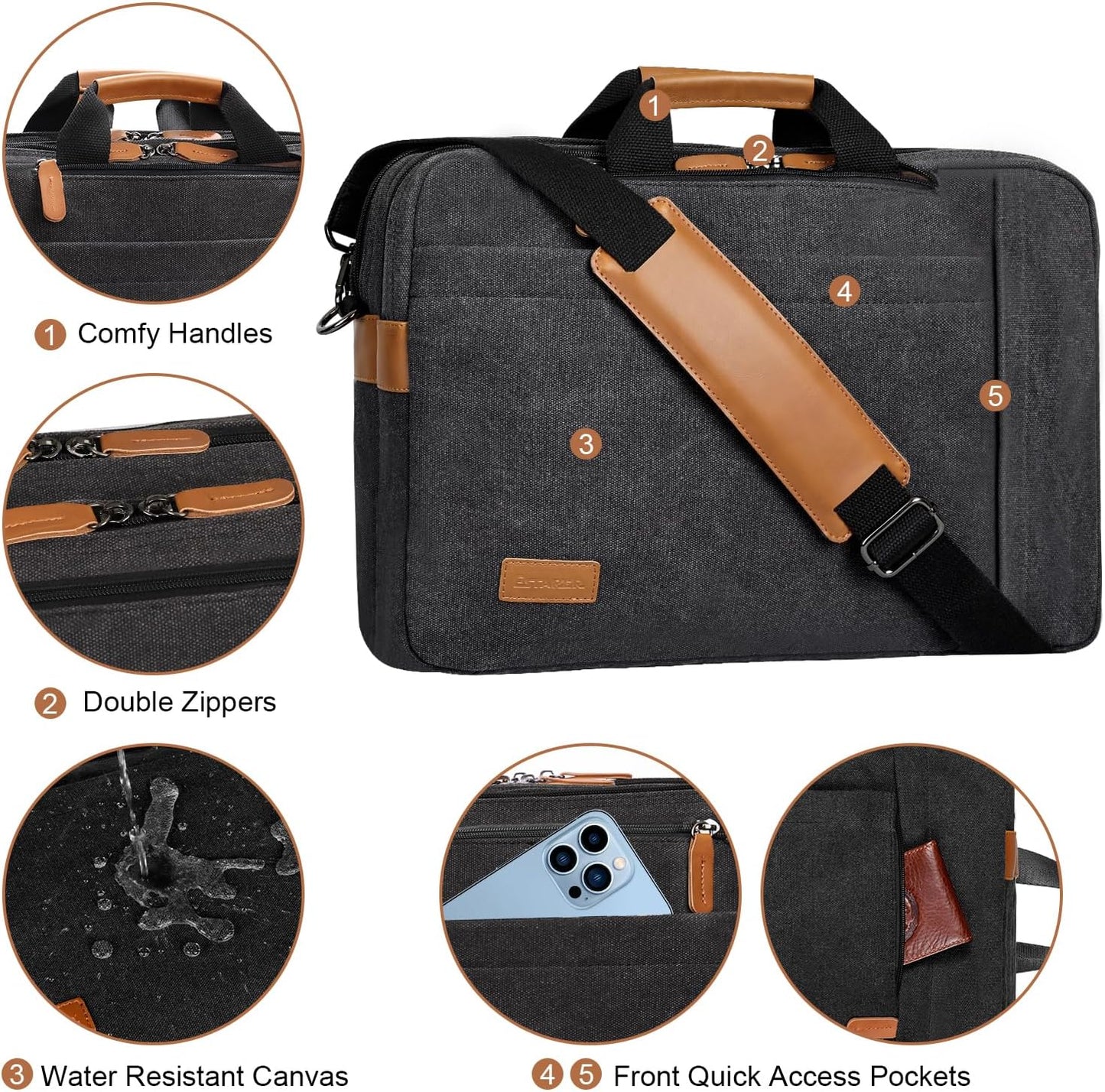 ESTARER Laptop Bag for Men 3 In 1, 17-17.3 Inch Computer Bag Laptop Backpack for