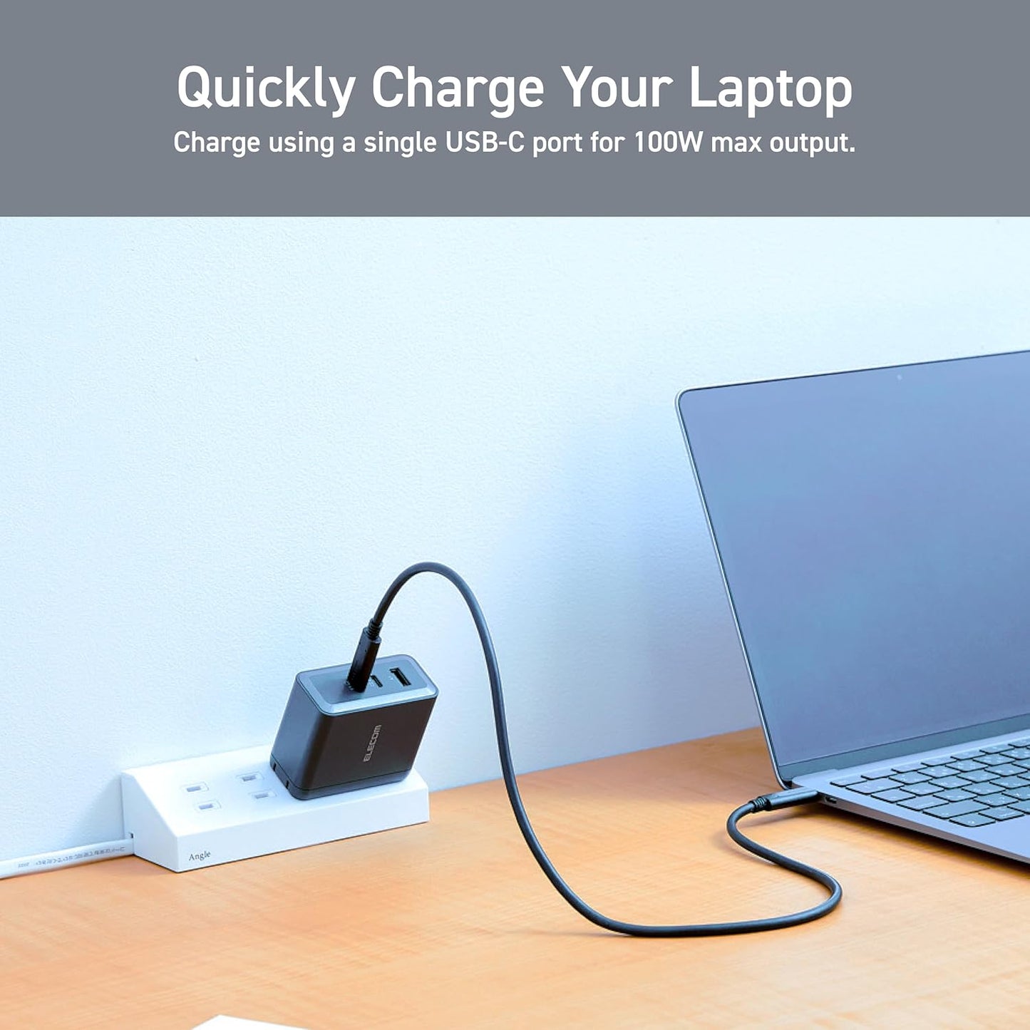 ELECOM 100W USB C Wall Charger Block, 3 Multi Port GaN II Smart PD, Ultra-Fast Charging, Compact Power Adapter for Multiple Devices, Laptops, Tablets, iPhone, iPad, Watch, Speakers, Airpods - Black