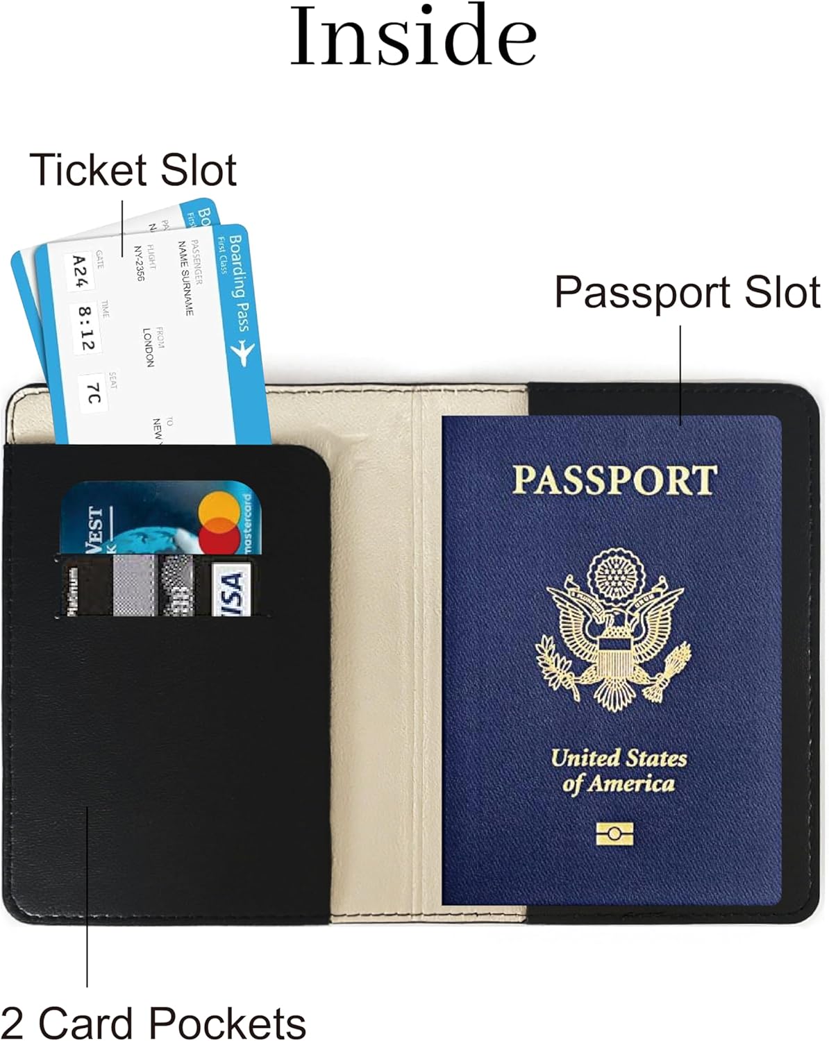 PU Leather Passport Holder Covers Case, Waterproof Rfid Blocking Travel Wallet Passport