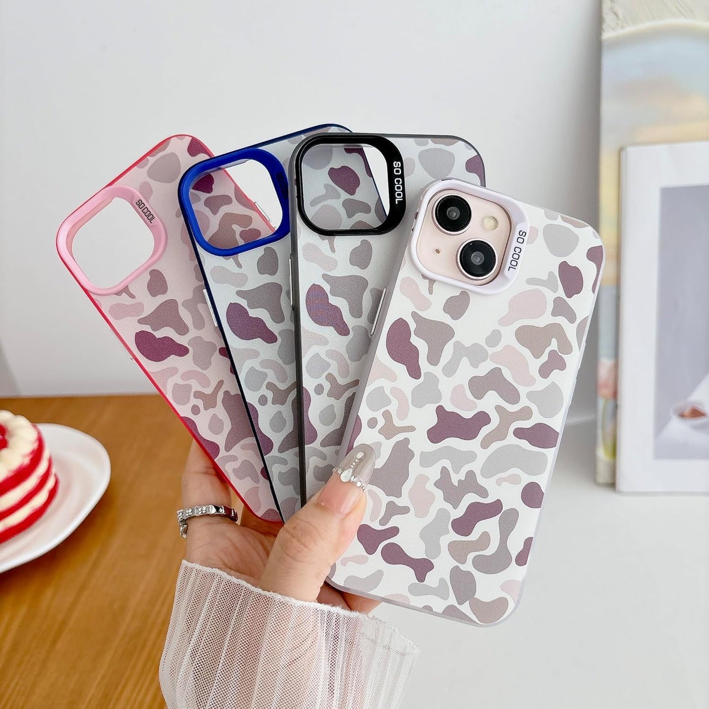 for iPhone 13 Case & iPhone 14 Case, Vintage Camo Pattern Design for Men Boys Teens, Cool Camouflage Shockproof Protective Cover for Girls Women - Black