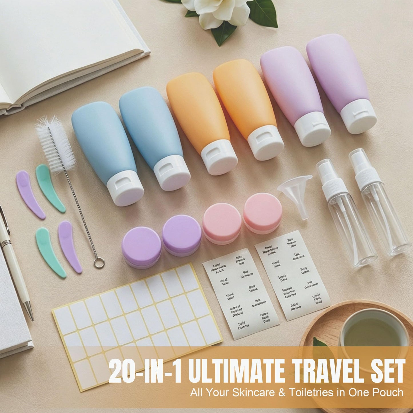 DEWSENSI 20 Pack Travel Bottles Set for Toiletries