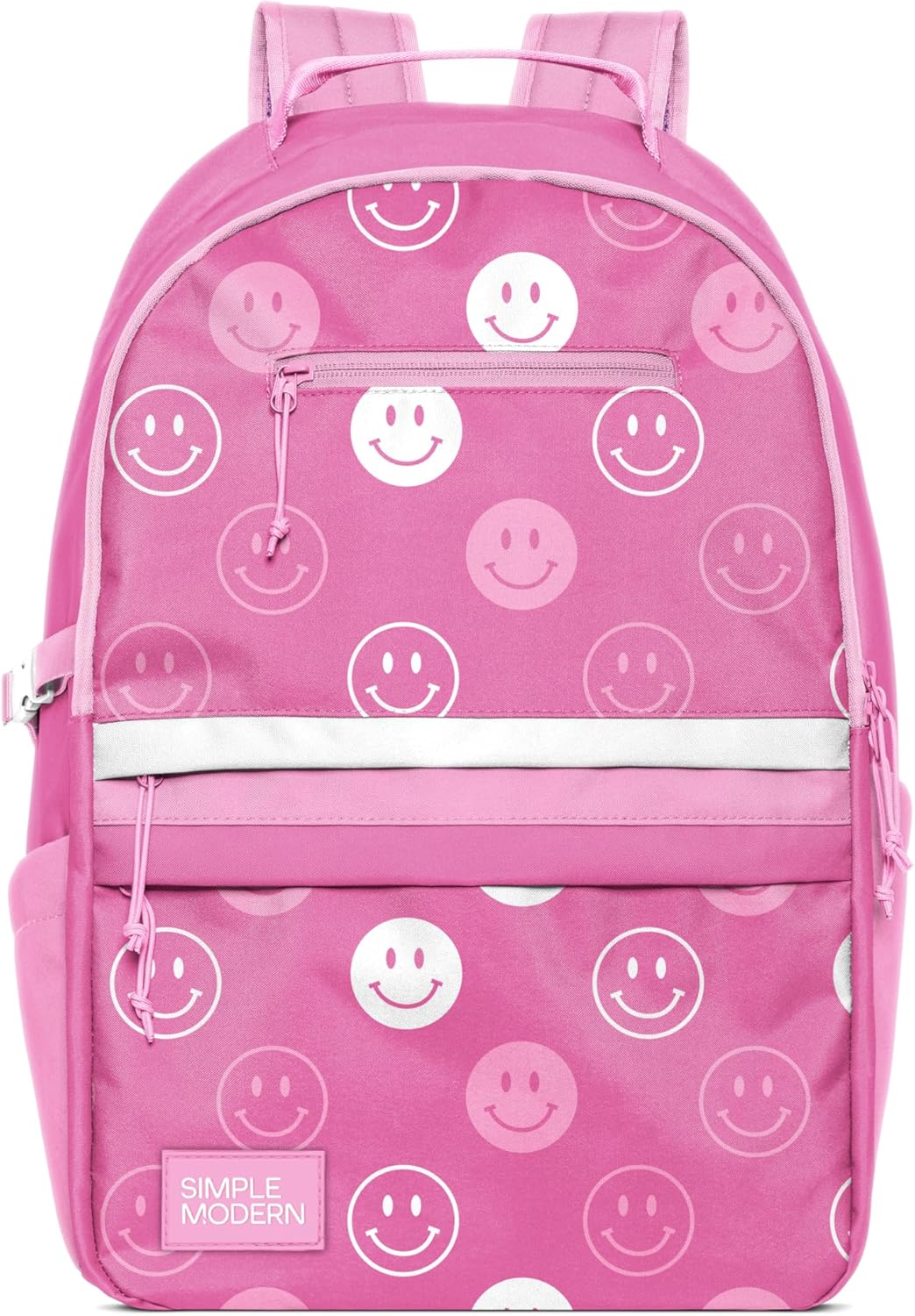 Simple Modern Ellis Backpack for School | Large 25L Elementary Middle and High School Bookbag for Kids and Teens | Girls and Boys | Pink Happy Faces