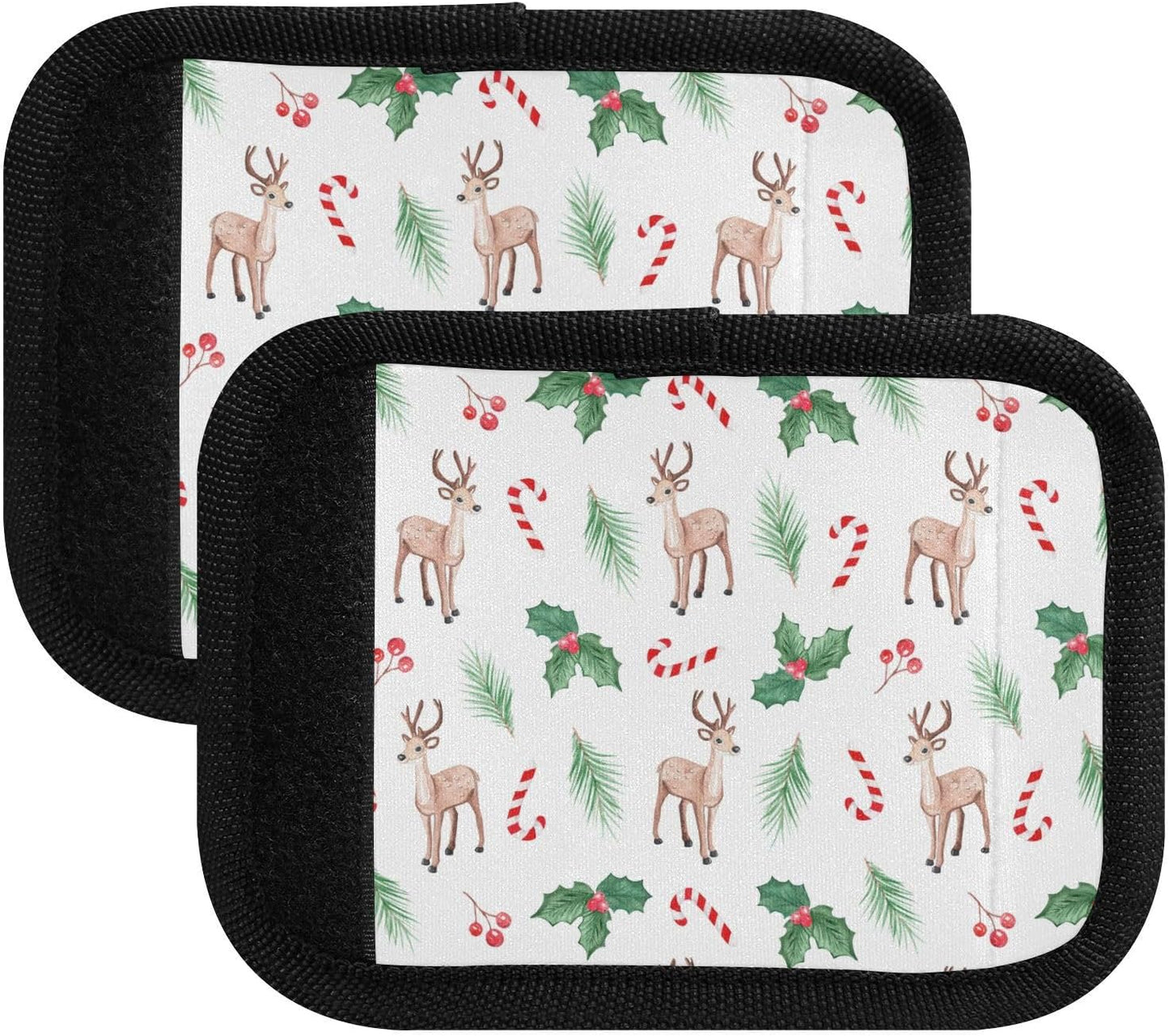 Christmas Deer 2 Pack Luggage Handle Wrap for Suitcase Luggage Identifier Travel Tags Handle Protection Sleeve Cover