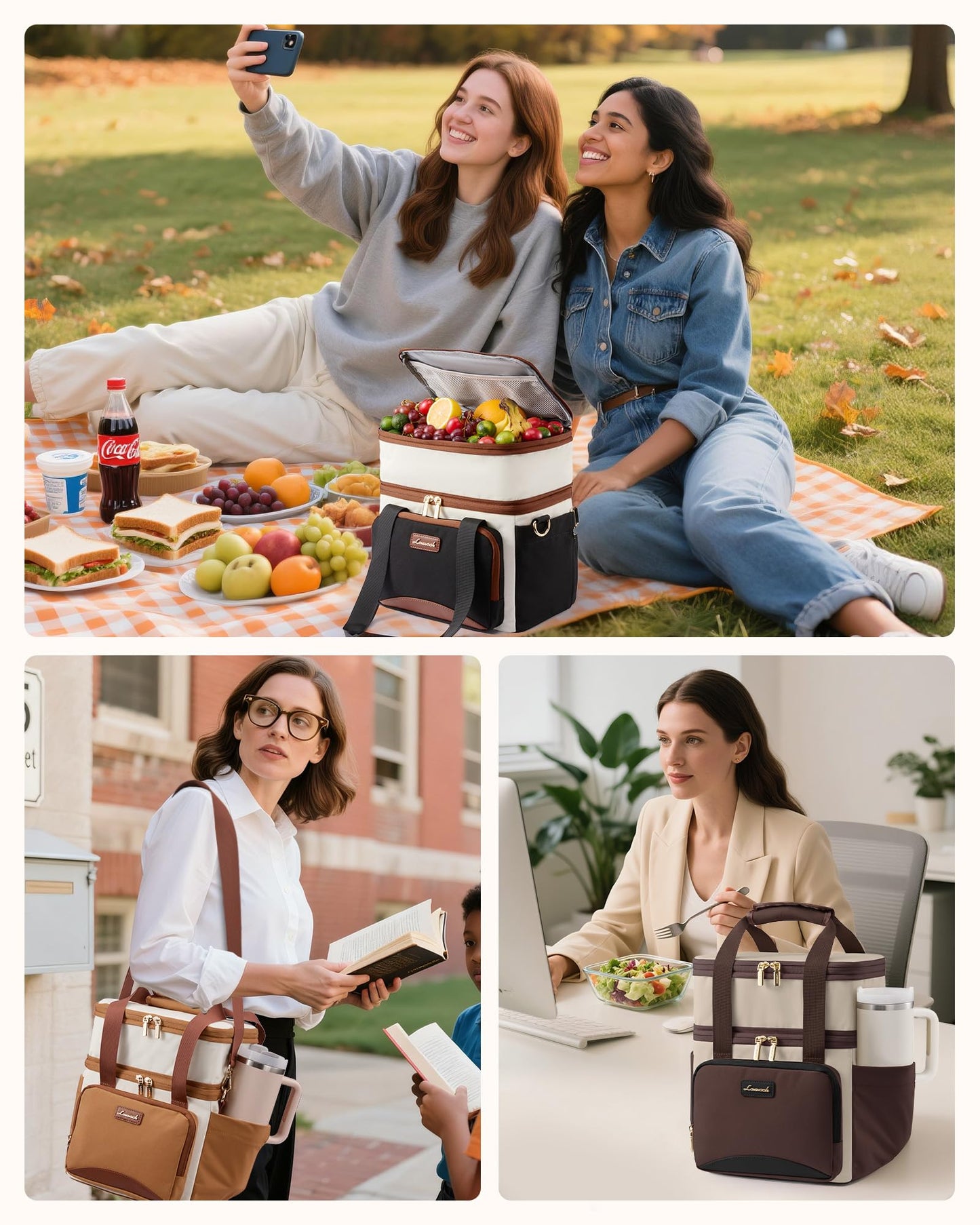 LOVEVOOK Insulated Lunch Box for Women,Large Adult Lunch Cooler Bag Men