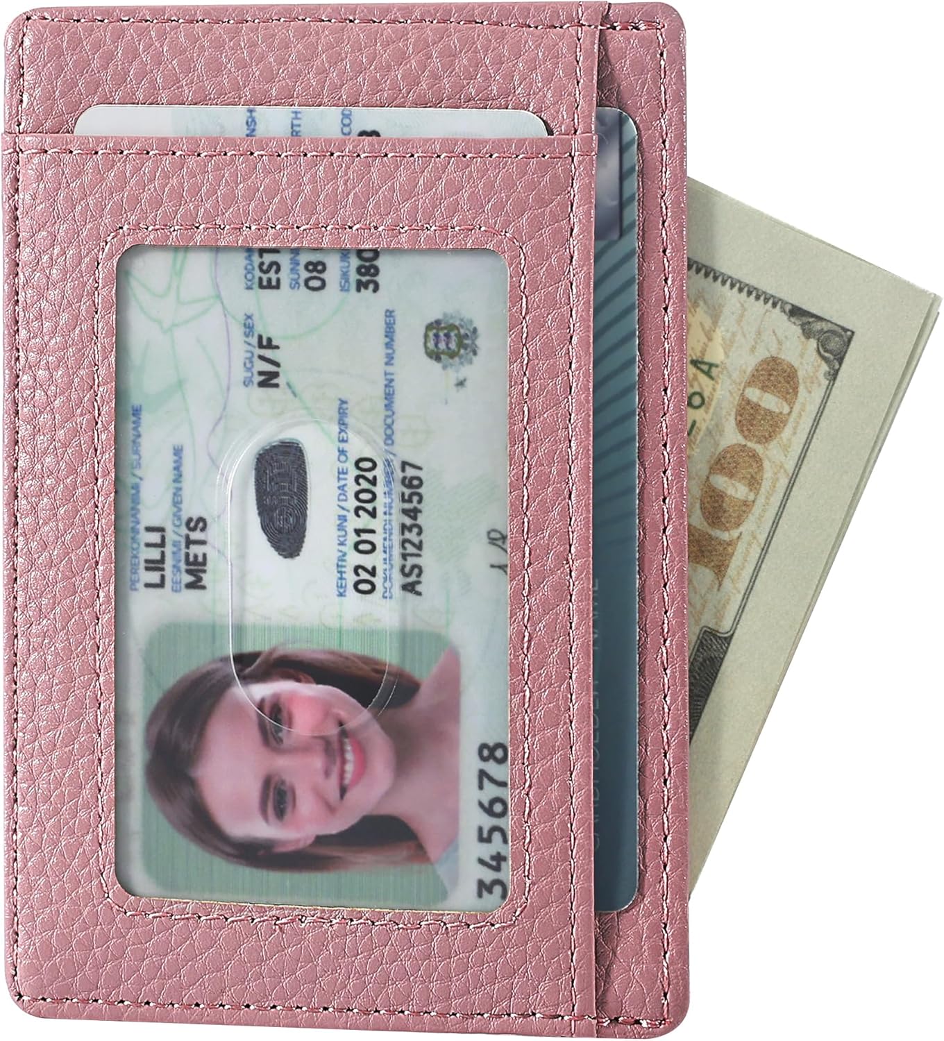 Travelambo Front Pocket Minimalist Leather Slim Wallet RFID Blocking Medium Size