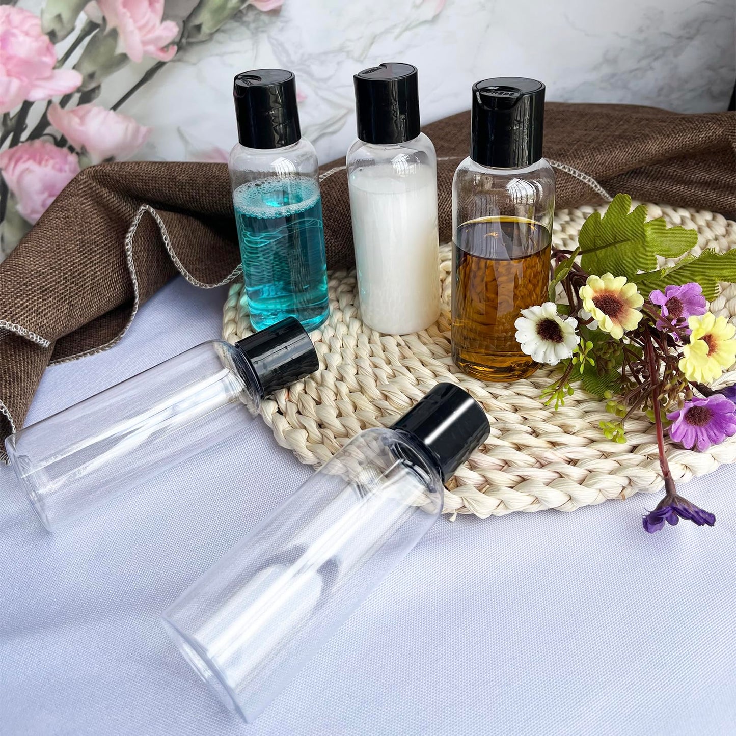 DNSEN 5 Pack 3.4 oz Travel Bottles for Toiletries TSA Approved Leakproof Plastic Empty Travel Size