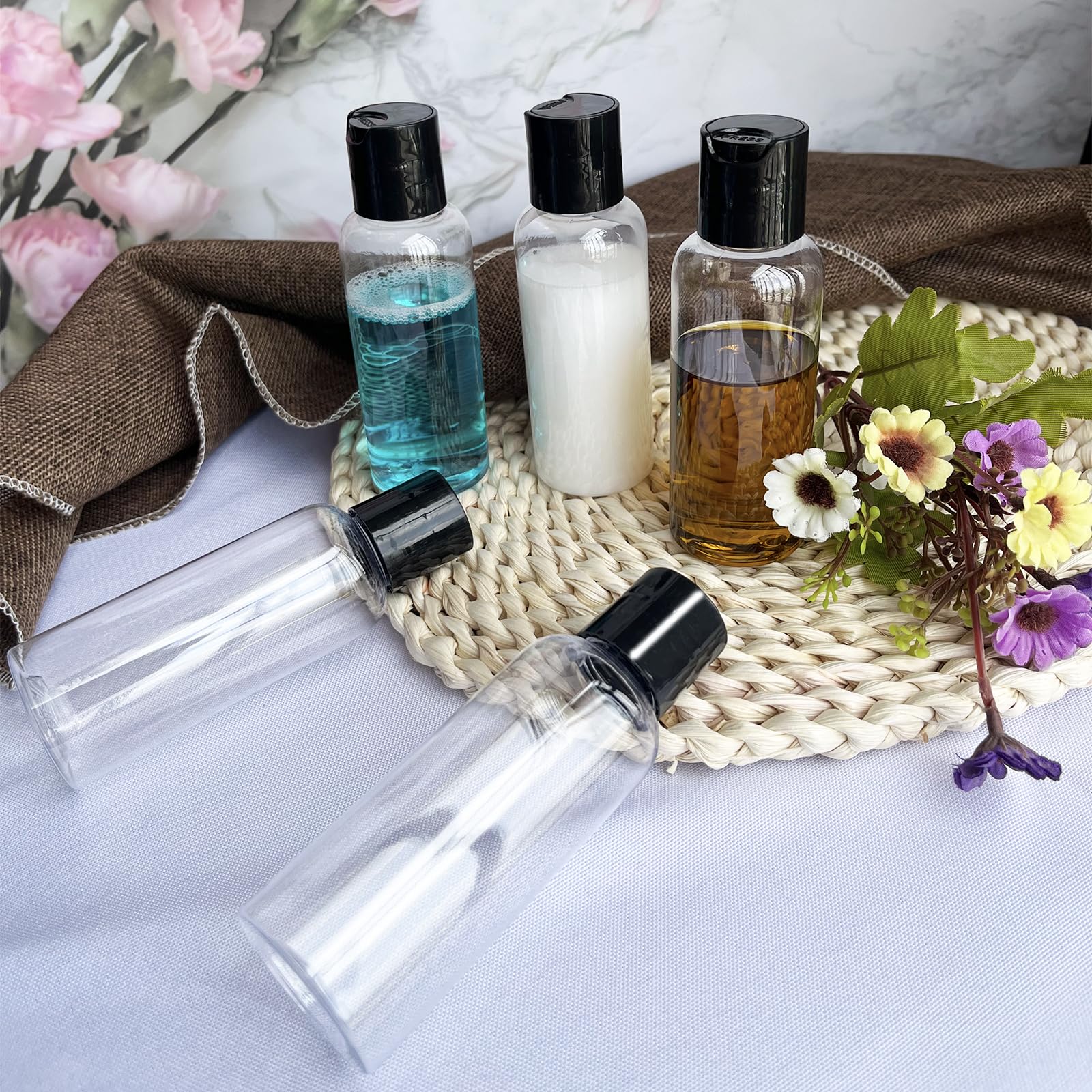 DNSEN 5 Pack 3.4 oz Travel Bottles for Toiletries TSA Approved Leakproof Plastic Empty Travel Size
