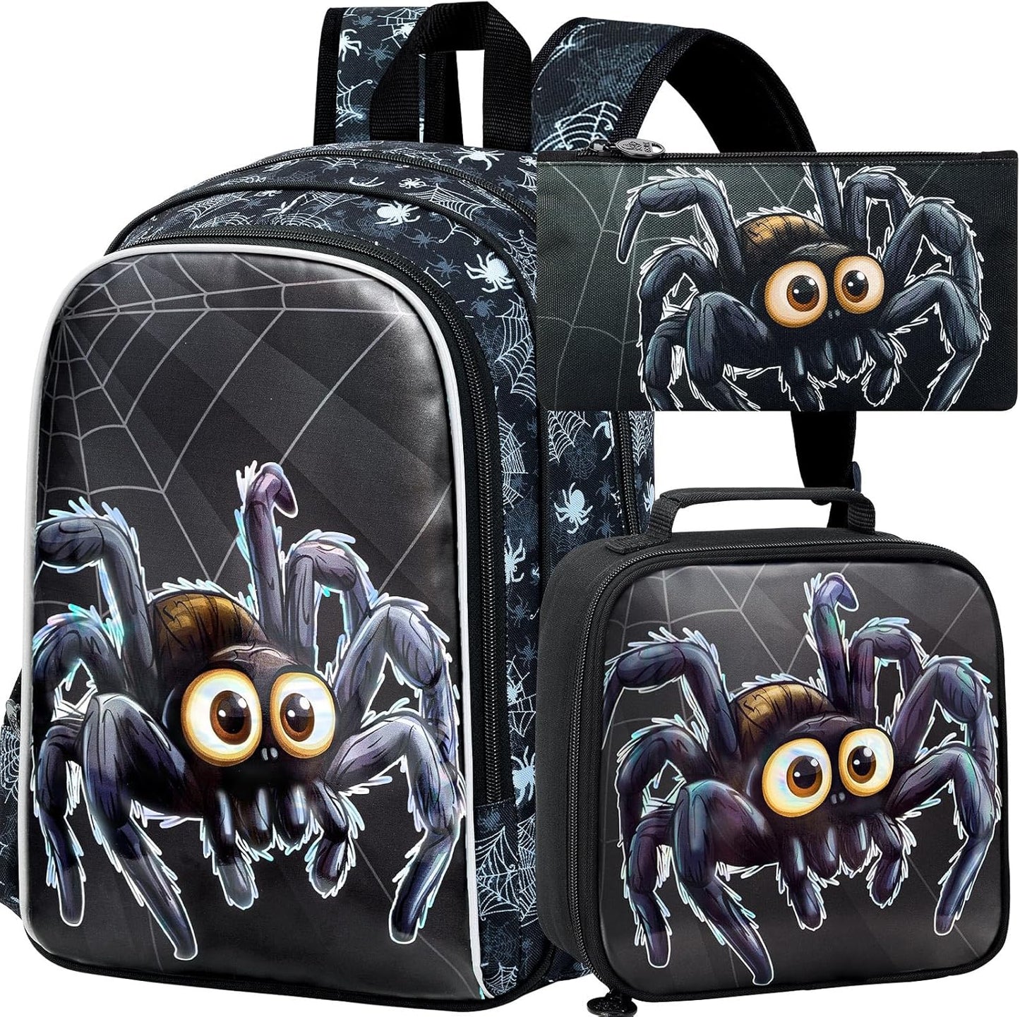 3PCS Dinosaur Backpack for Boys, 16 Inch Kids Water Resistant Preschool Elementary Kindergarten Bookbags and Lunch Box