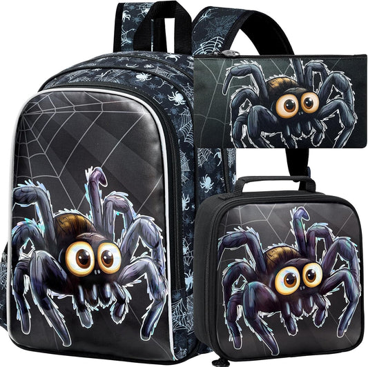 3PCS Dinosaur Backpack for Boys, 16 Inch Kids Water Resistant Preschool Elementary Kindergarten Bookbags and Lunch Box