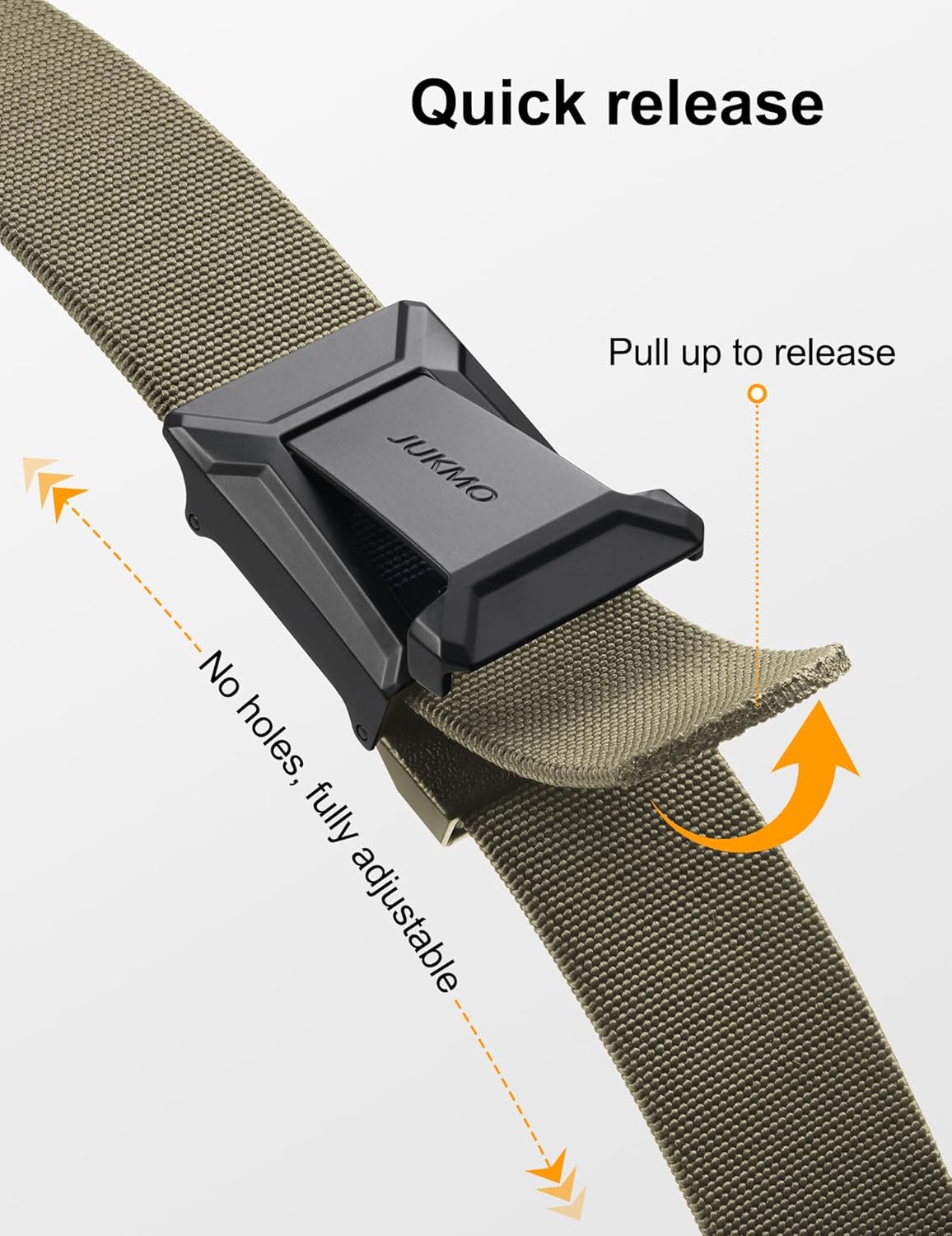 JUKMO Stretch Tactical Belt for Men, Military Work Rigger Hiking 1.5" Elastic Nylon Web Ratchet Quick Release Belt