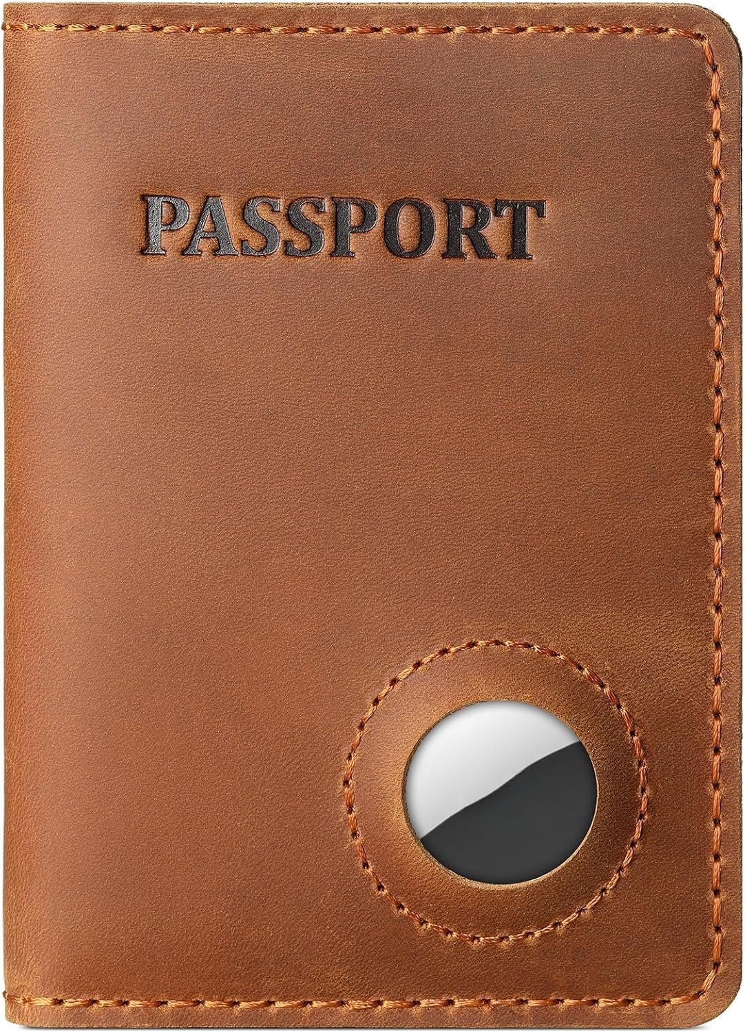Real Leather Wallet Passport Vaccine Holder Combo Travel Organizer (Light Brown)