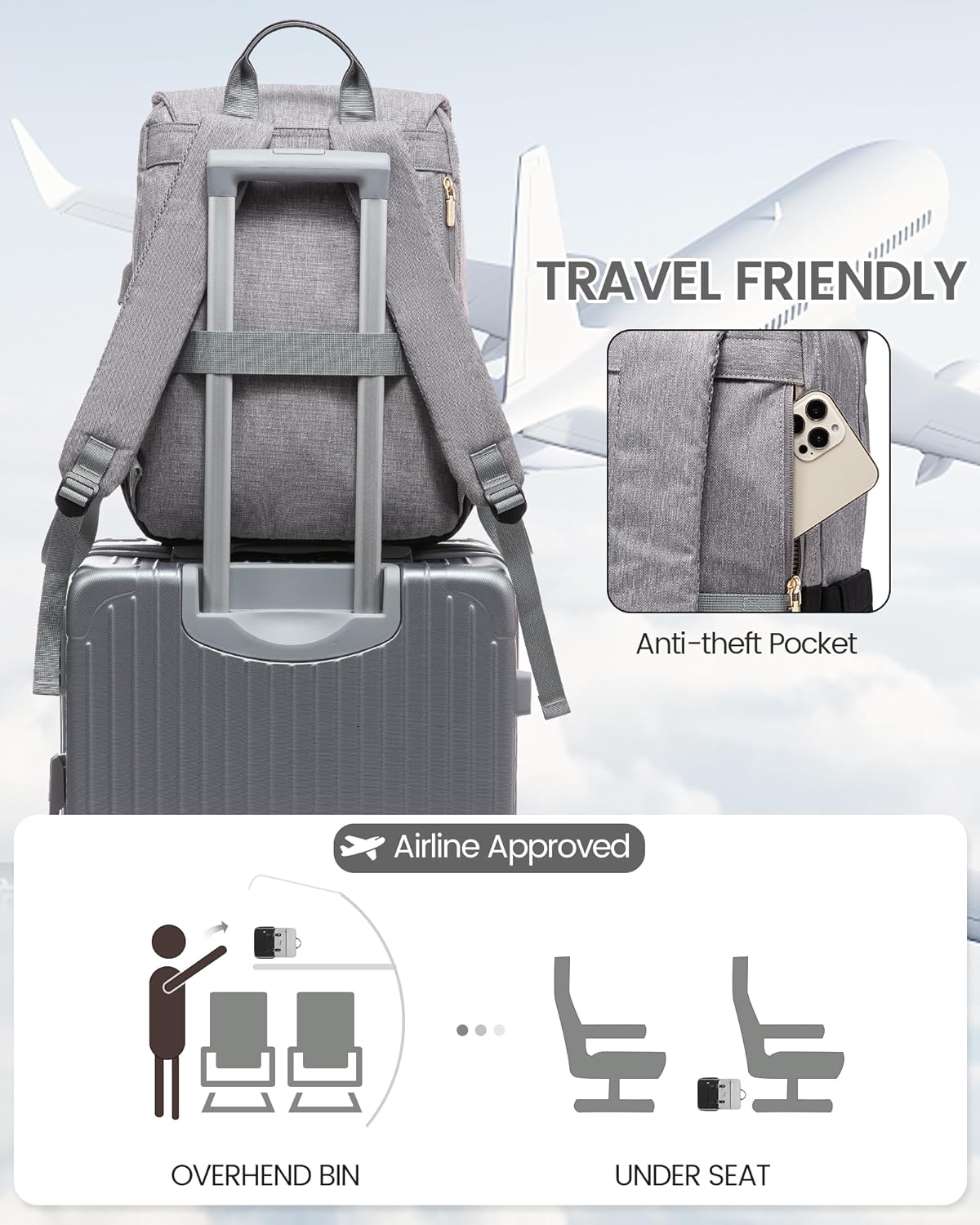 LOVEVOOK Travel Laptop Backpack Purse for Women Fashion Vintage Computer Backpack 15.6 Inch Large Teacher Nurse Backpack Casual Daypack for Business Work College