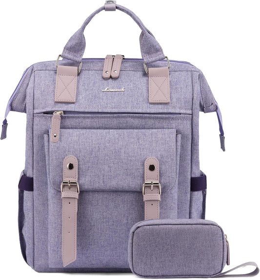 LOVEVOOK Extra Large Backpack for Women, 18 Inch Travel Laptop Backpack with USB Charging Port, Teacher Doctor Nurse Work Bags, College Computer Backpack Purse, Wide Open Carry On Travel Bag, Purple