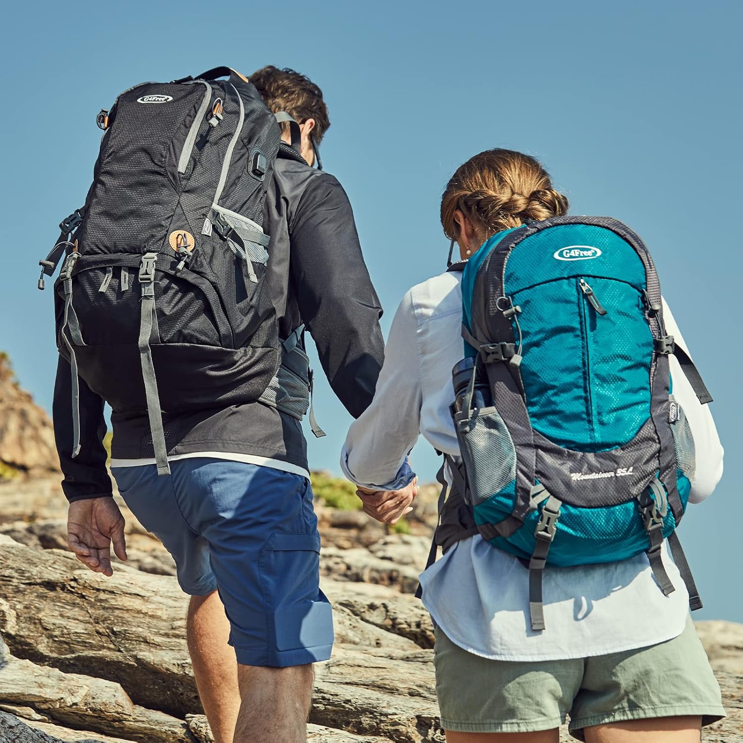G4Free 50L Hiking Backpack Waterproof Daypack Outdoor Camping Climbing Backpack with Rain Cover for