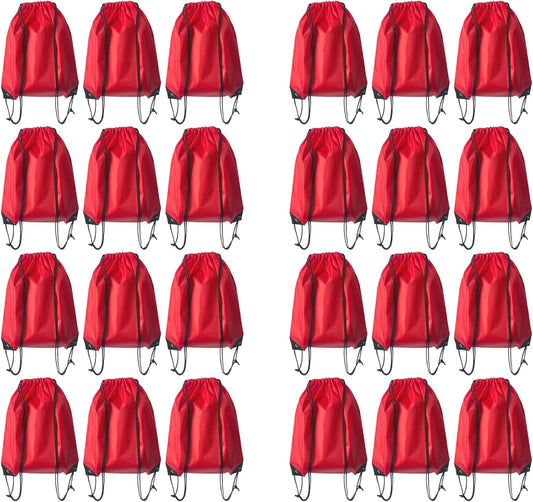 Drawstring Backpack Bulk 24Pcs Draw String Backpack Bags DIY Gym Sports Traveling Yoga Cinch Bag Sackpack Drawstring(red)