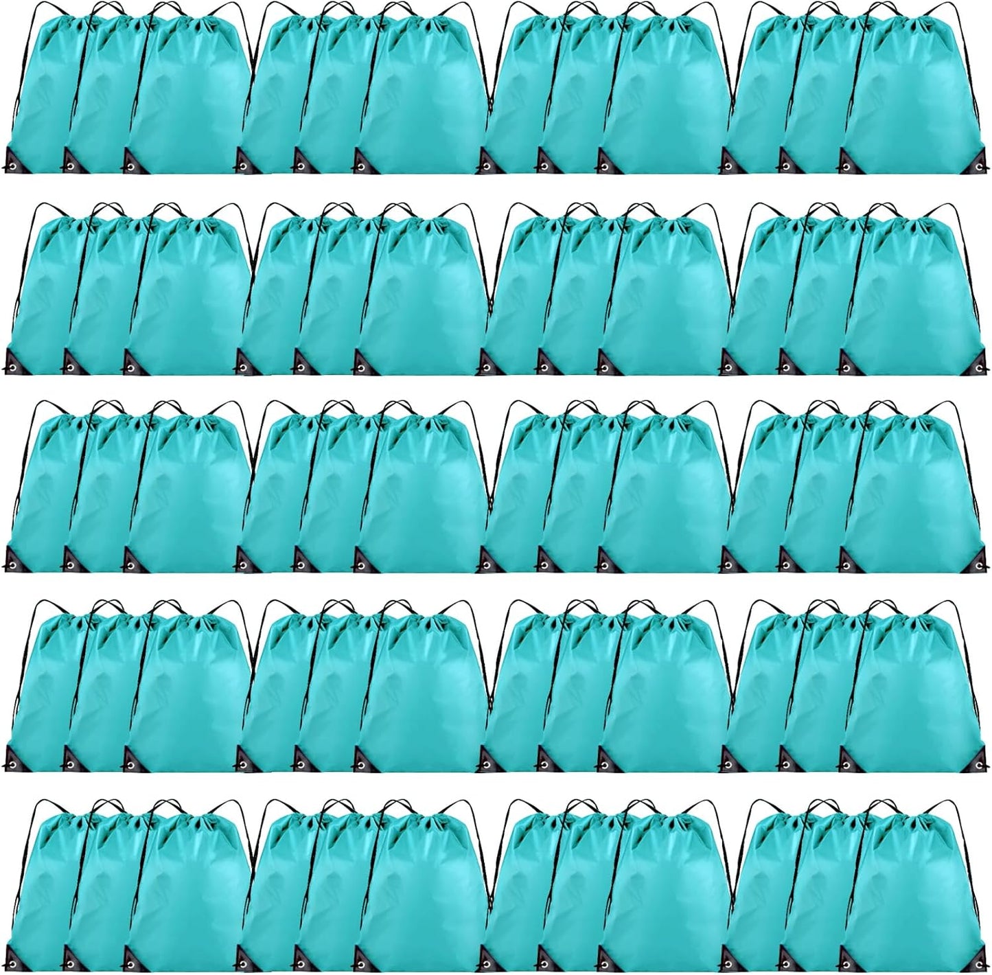 60 Pieces Drawstring Backpack Bulk Cinch Sackpack Ployster Drawstring Bags for Gym Party Trip(Aqua)