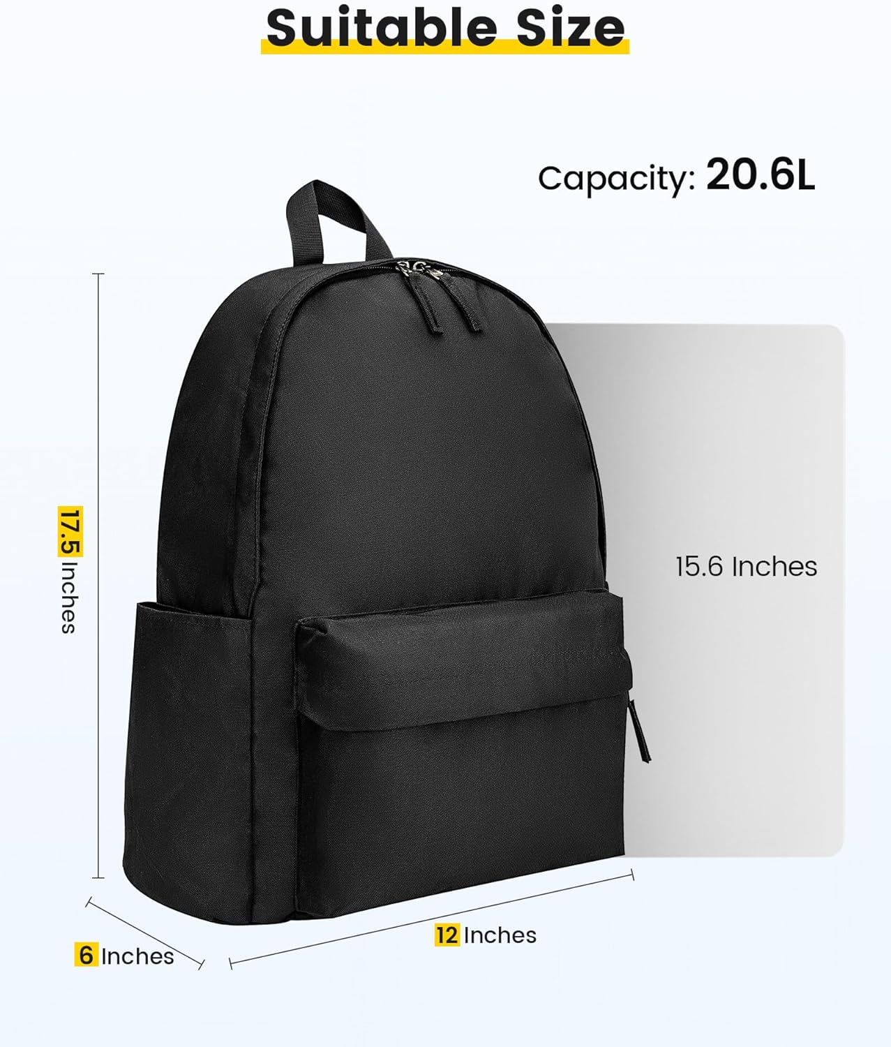 Vorspack Backpack for Men and Women - Basic Bookbag Casual Daypack Backpacks for College Work Travel