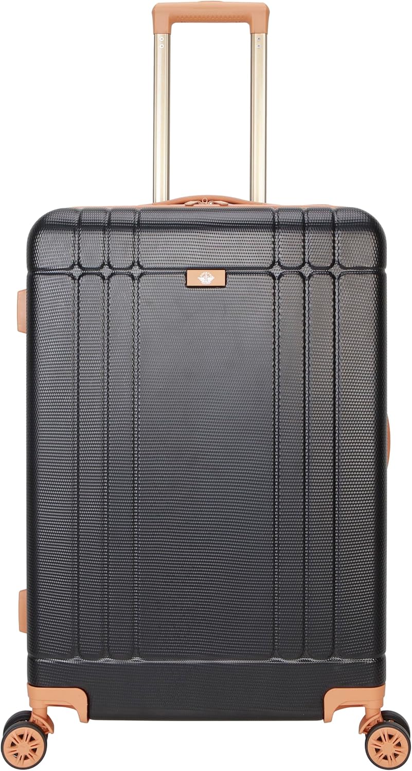 Dockers Hooper Hardside Expandable 8-Wheel Spinner Travel Luggage, Black, 24-Inch Checked