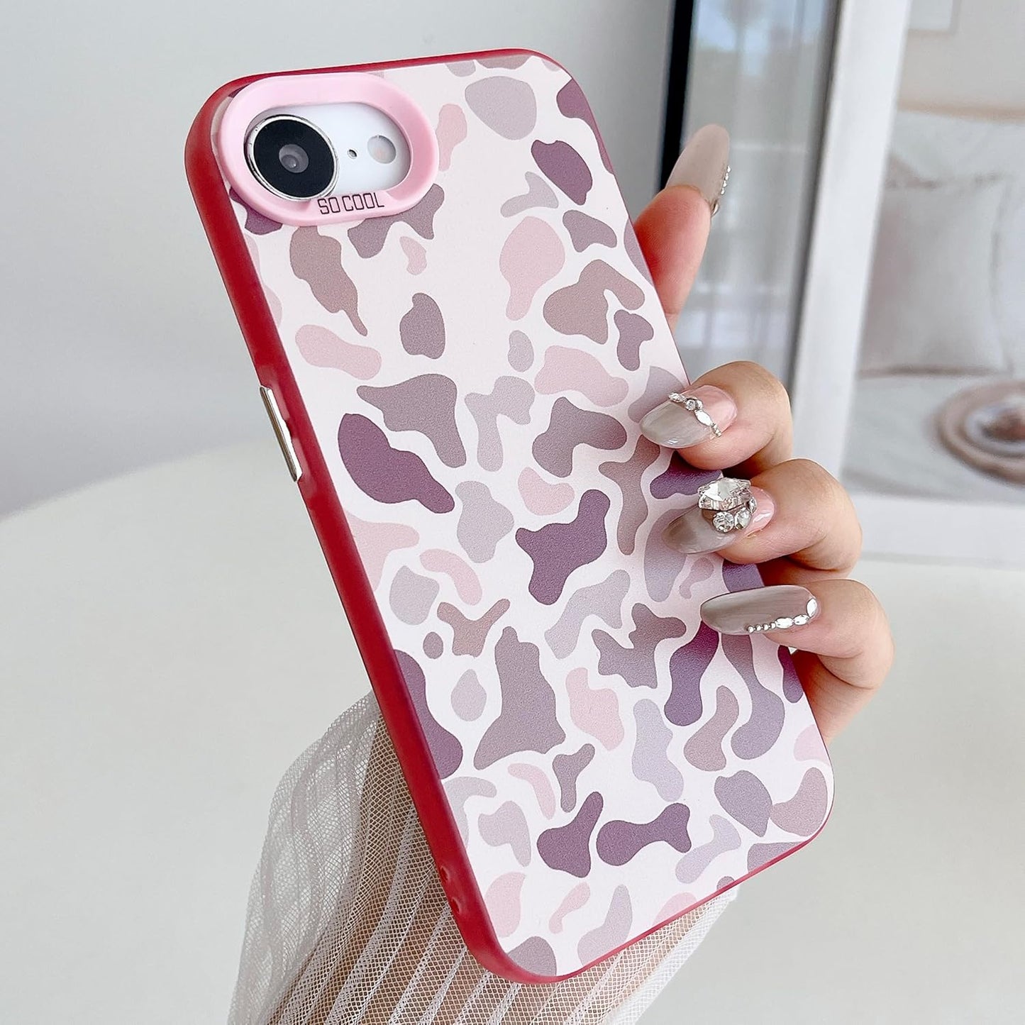 for iPhone 16e Case, Vintage Camo Pattern Design for Men Boys Teens, Cool Camouflage Shockproof Protective Cover for Girls Women - Pink