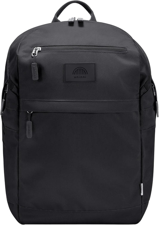 uninni 16” student backpacks, Age 8+ & Adults with Padded, and Adjustable Shoulder Straps, Laptop compartment. (Black)