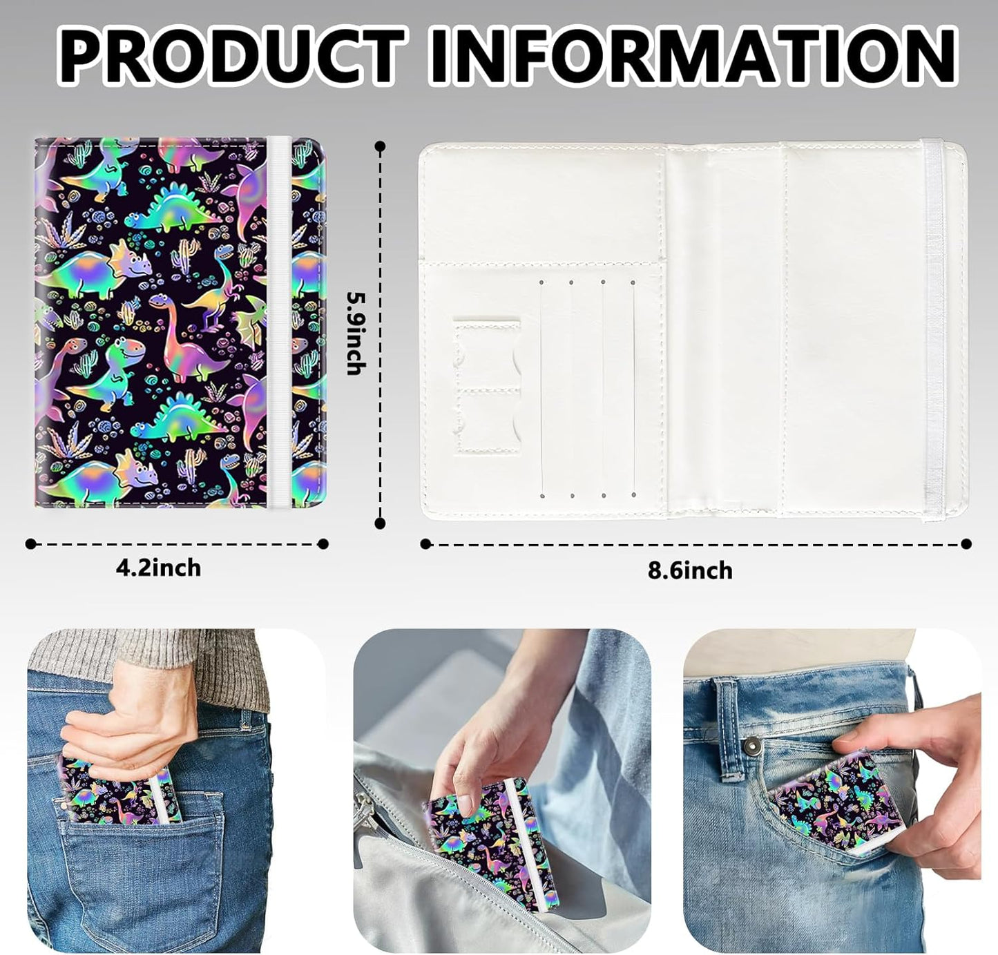 Passport Holder for Travel, Cute Passport Cover for Women Men, Waterproof PU Leather Rfid Blocking Passport Wallet with Credit Card Case for Travel Family, Boys Girls Travel Essentials