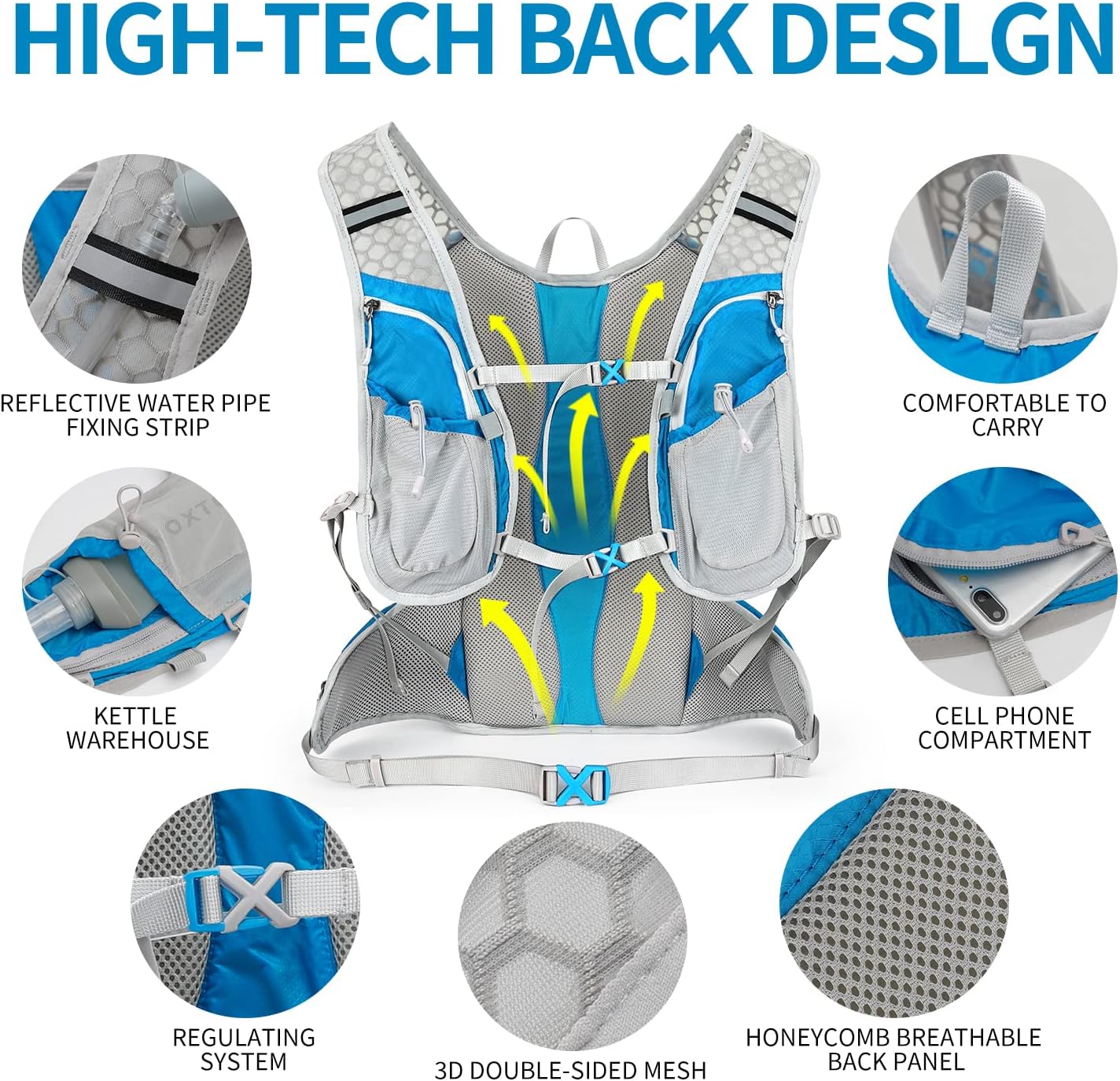 Hydration Pack Backpack, Lightweight Water Backpack with 2L Leakproof Hydration Bladder Daypack for