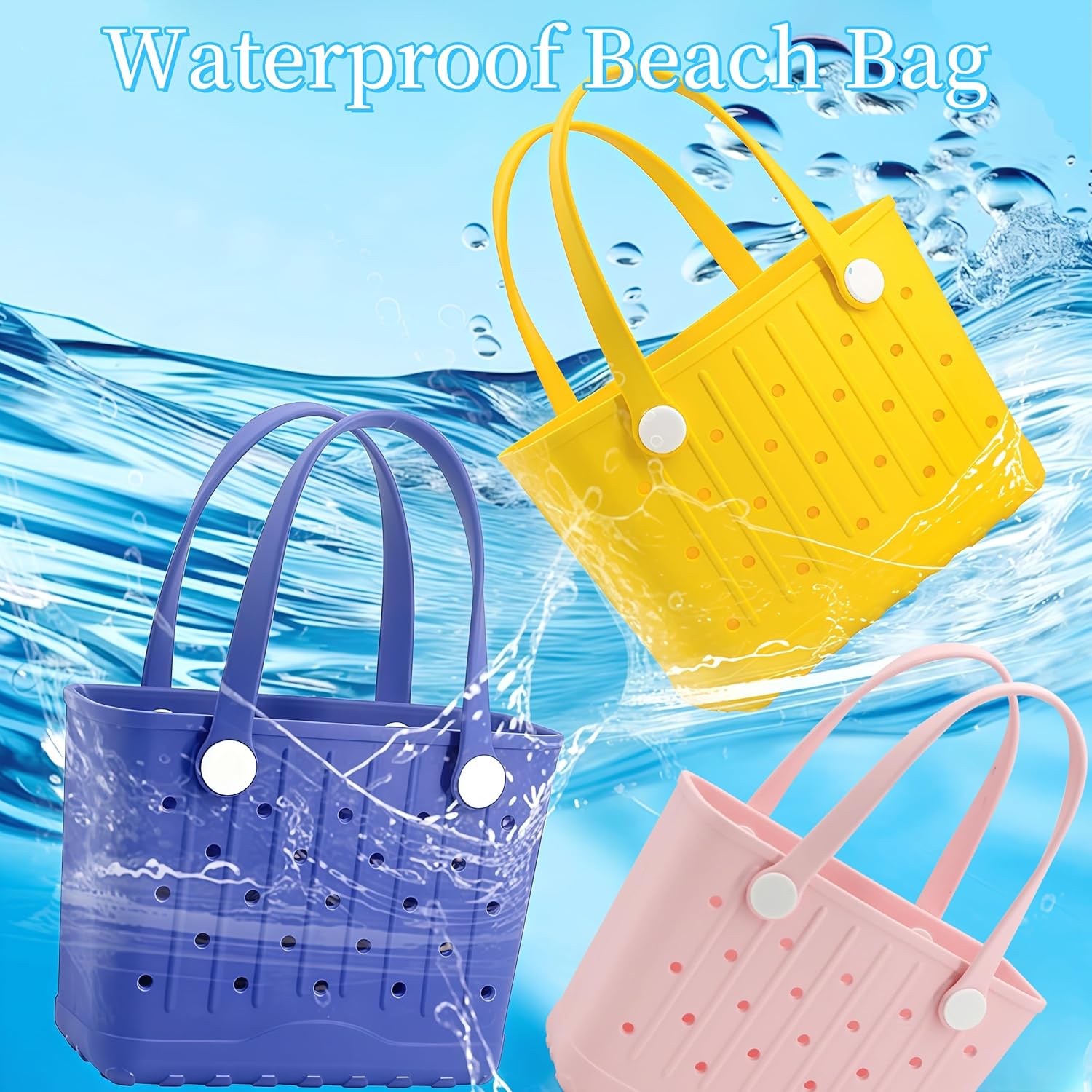 CXY Rubber Tote Bag Small Beach Bag Waterproof Beach Tote Washable Travel Handbag for Sport Boat