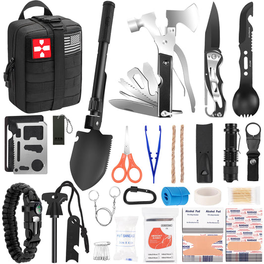 Gifts for Men Fathers Day, Survival Kit, 150 PCS Survival Gear and Supplies Equipment with Trauma