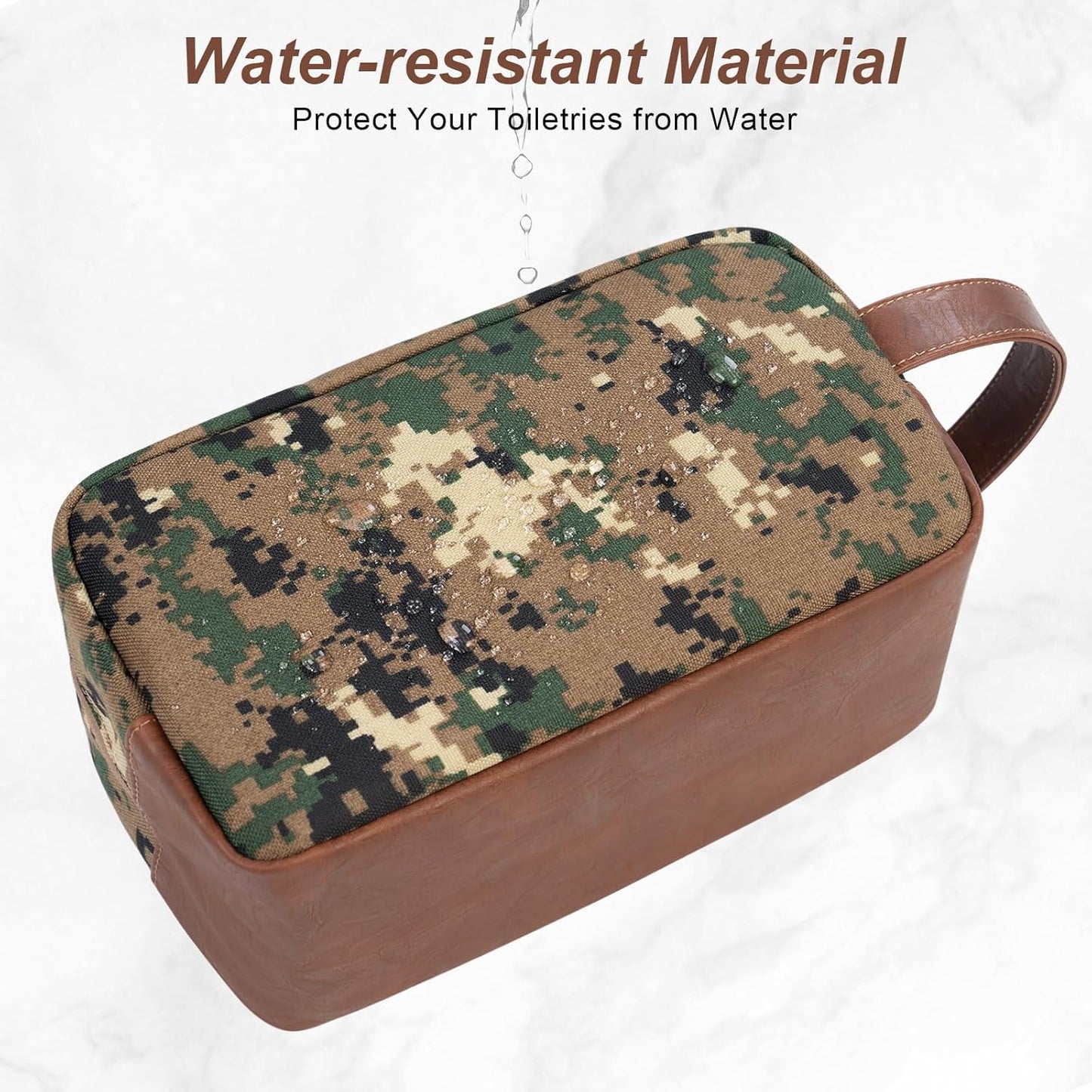 Travel Toiletry Bag for Men, Hanging Toiletry Organizer, Water Resistant Shaving Kit with Large Capacity for Travel Accessories (Camo-Green, Medium)