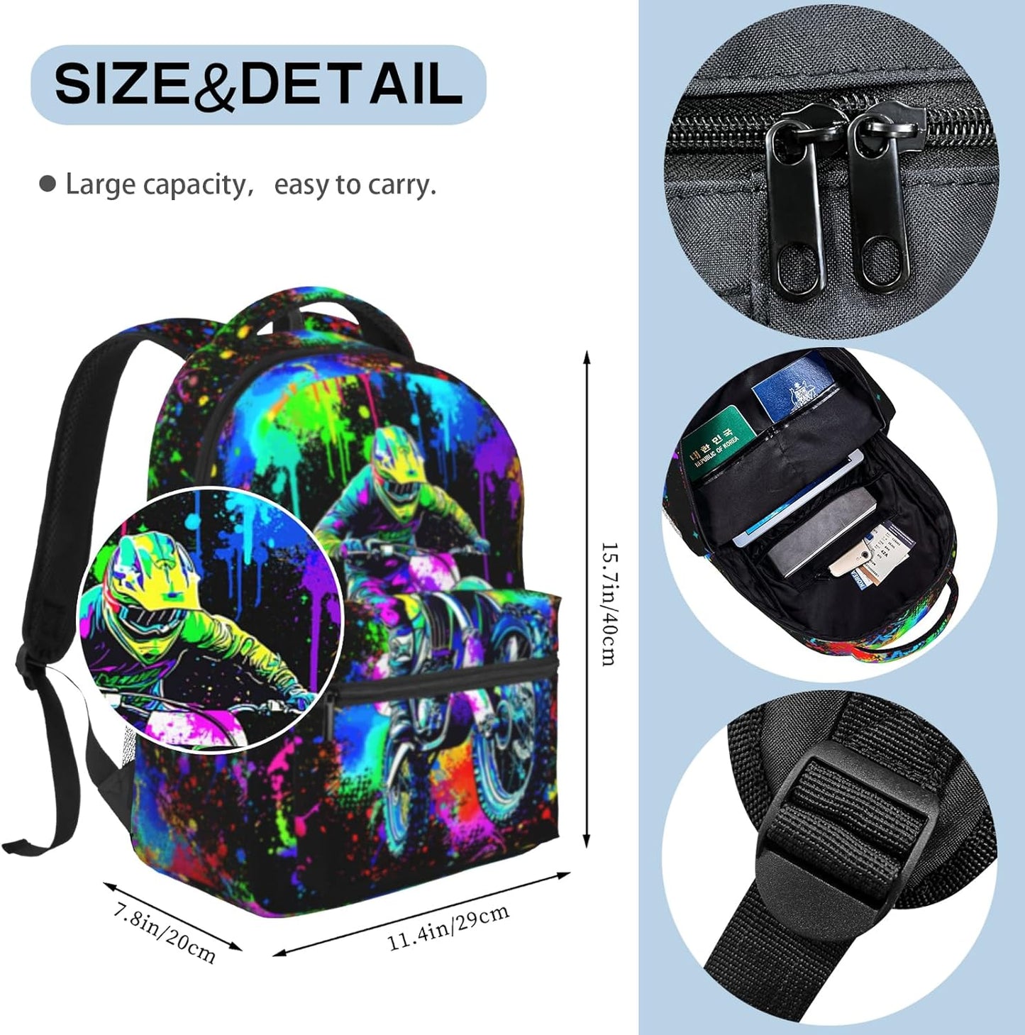 Motocros Backpack For Boys Motocros Dirt Bike Boys Backpack For Kids Children Teens Elementary