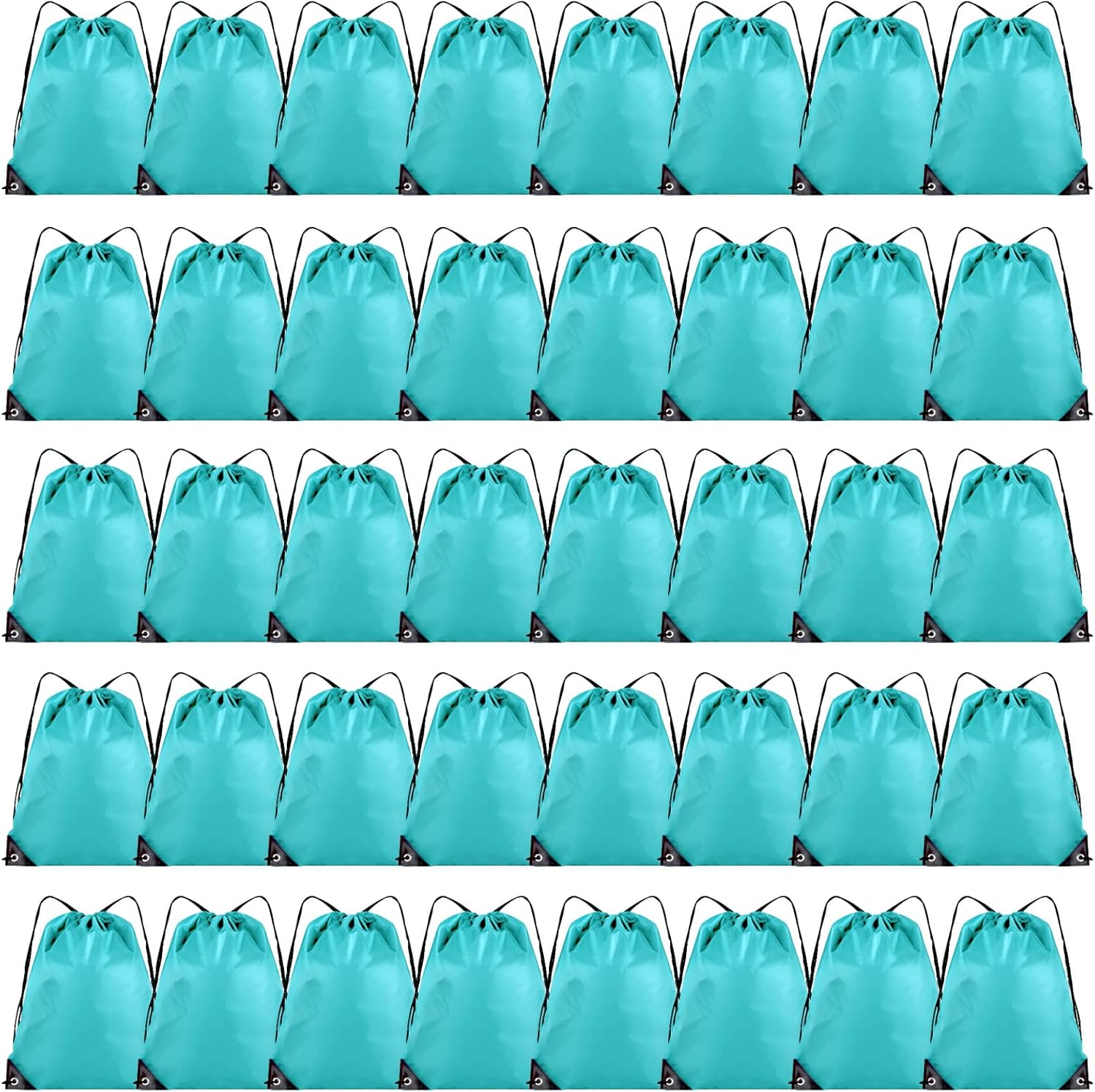 40 Pieces Drawstring Backpack Bulk Cinch Sackpack Ployster Drawstring Bags for Gym Party Trip(Aqua)