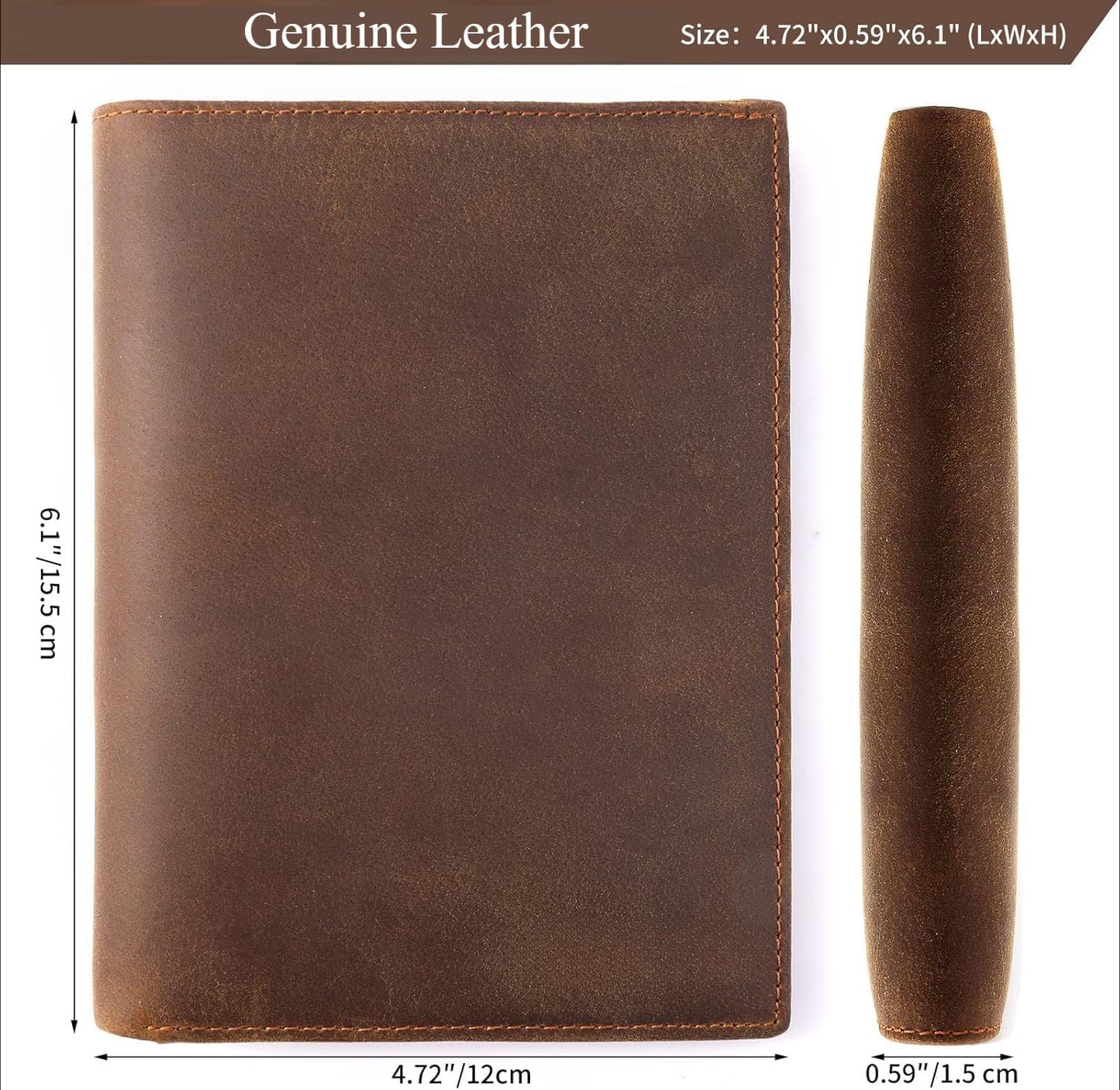 Genuine Leather Passport Holder, RFID Blocking Travel Wallet for Men & Women (Brown)