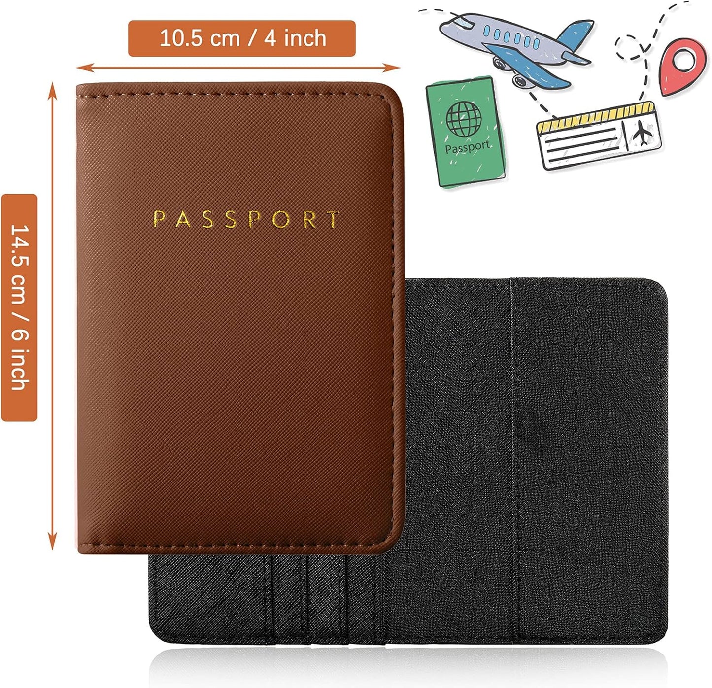 Frienda 2 Pieces Bridal Passport Covers Holder Waterproof Leather Holder Covers Travel Wallet Passport Case for Women and Men