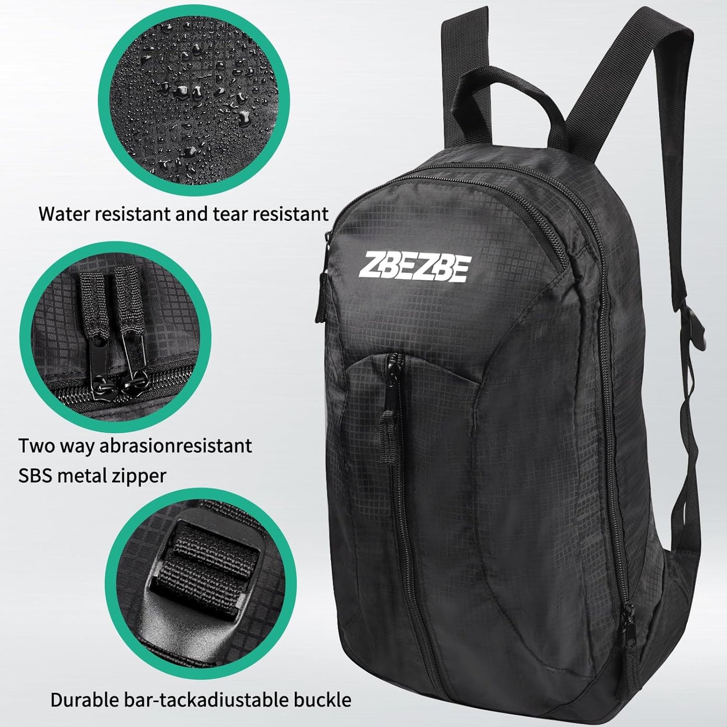 Hiking backpack,Foldable Packable Backpack - Lightweight Waterproof Hiking & Cycling Daypack, Large-capacity Black