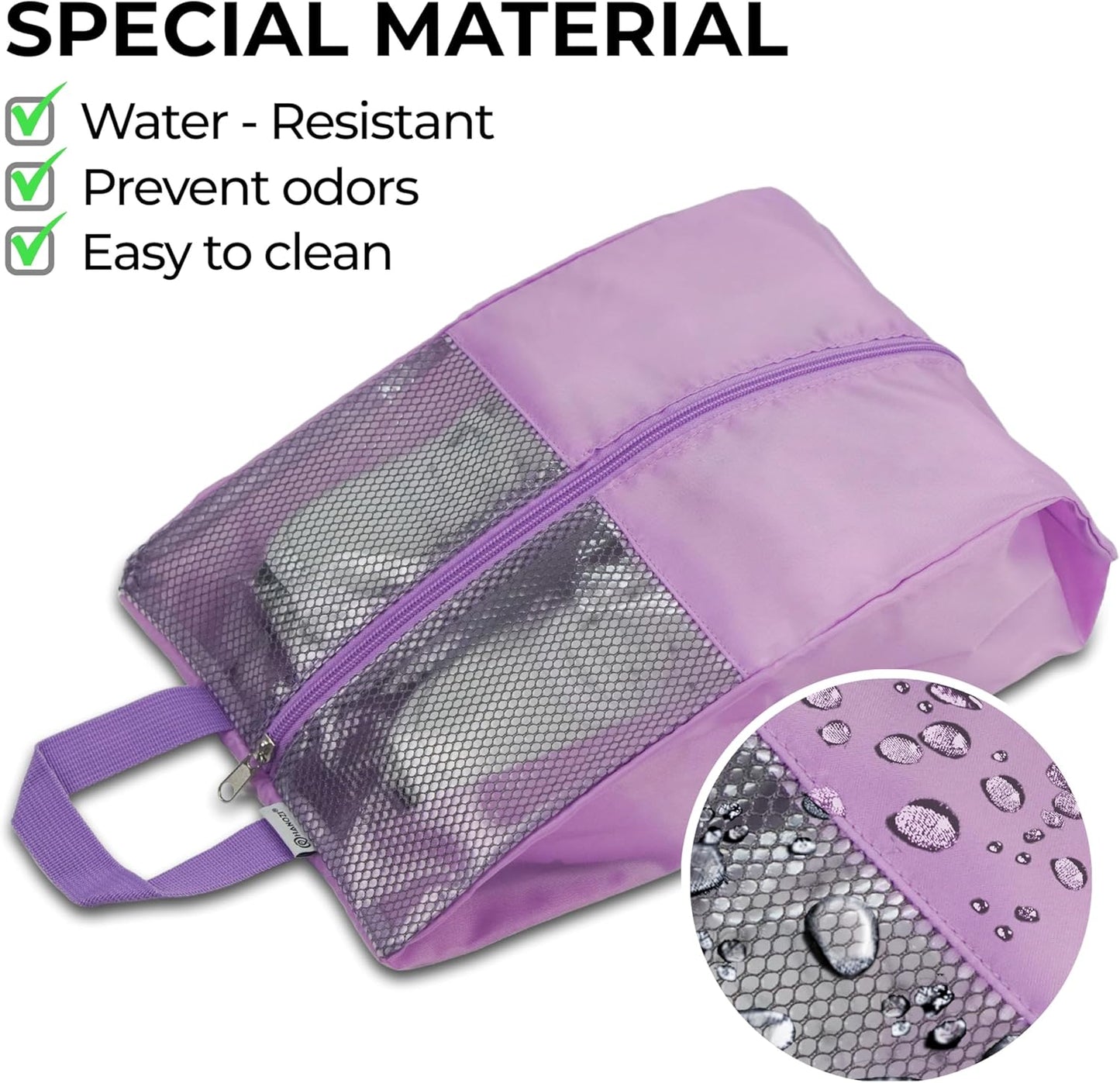 Shoe Bags For Travel, Used As For Storage or Shoe Travel Bag, Space Saving When Travelling With This Travel Shoe Bags For Packing, Sneaker Bag. (Light Purple, 2 Pack, Large)