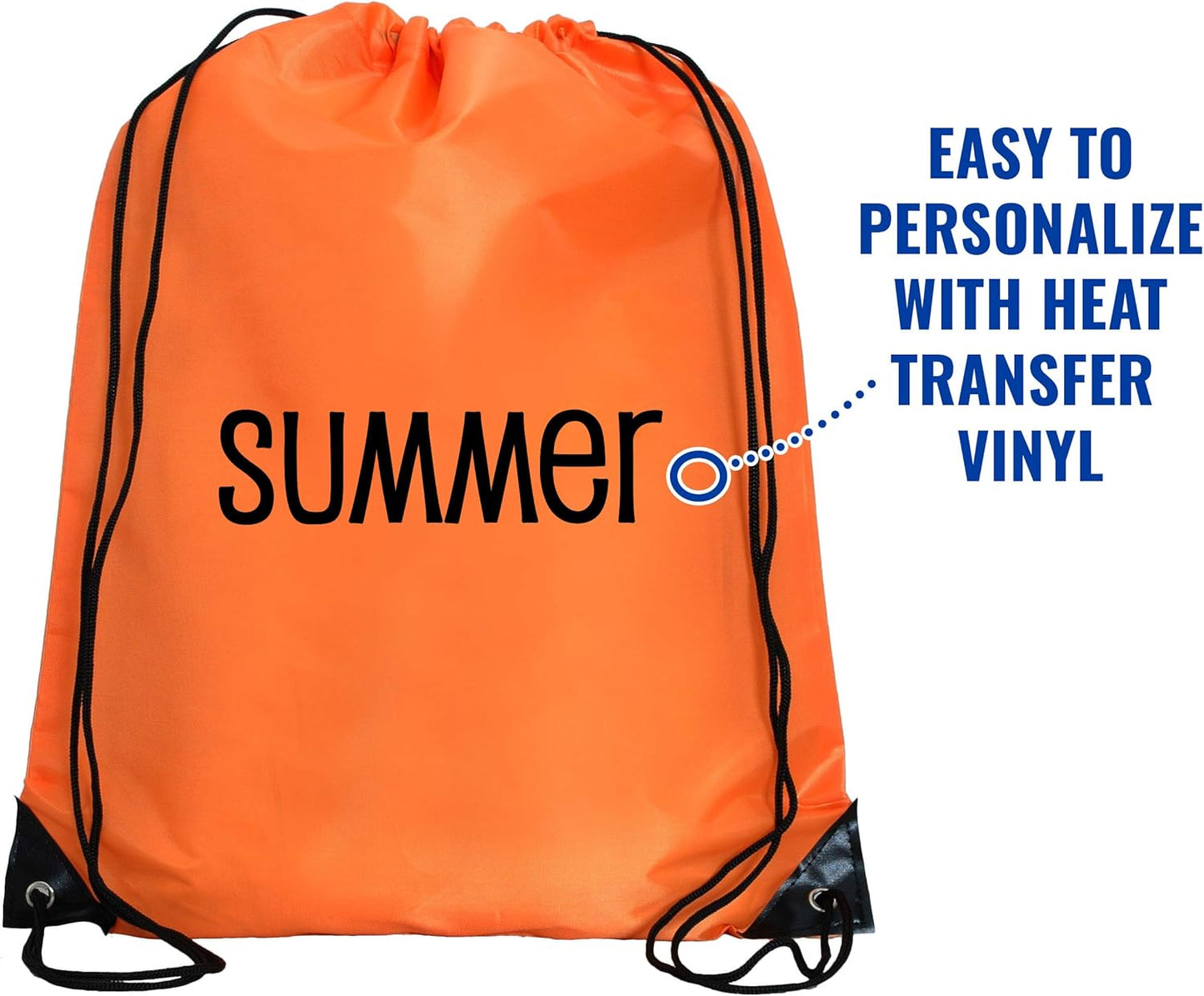 Threadart Drawstring Backpacks - Pack of 10 - Orange | Sports Cinch Sack String Backpack | For Gym, Storage, & Travel | Large 15" x 18.5" Size